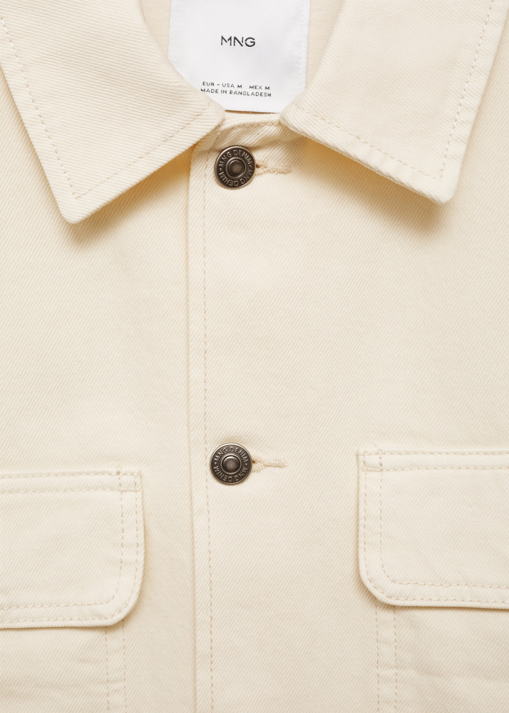 Denim overshirt pockets - Details of the article 8, Ecru. Ref: 77074439-00.