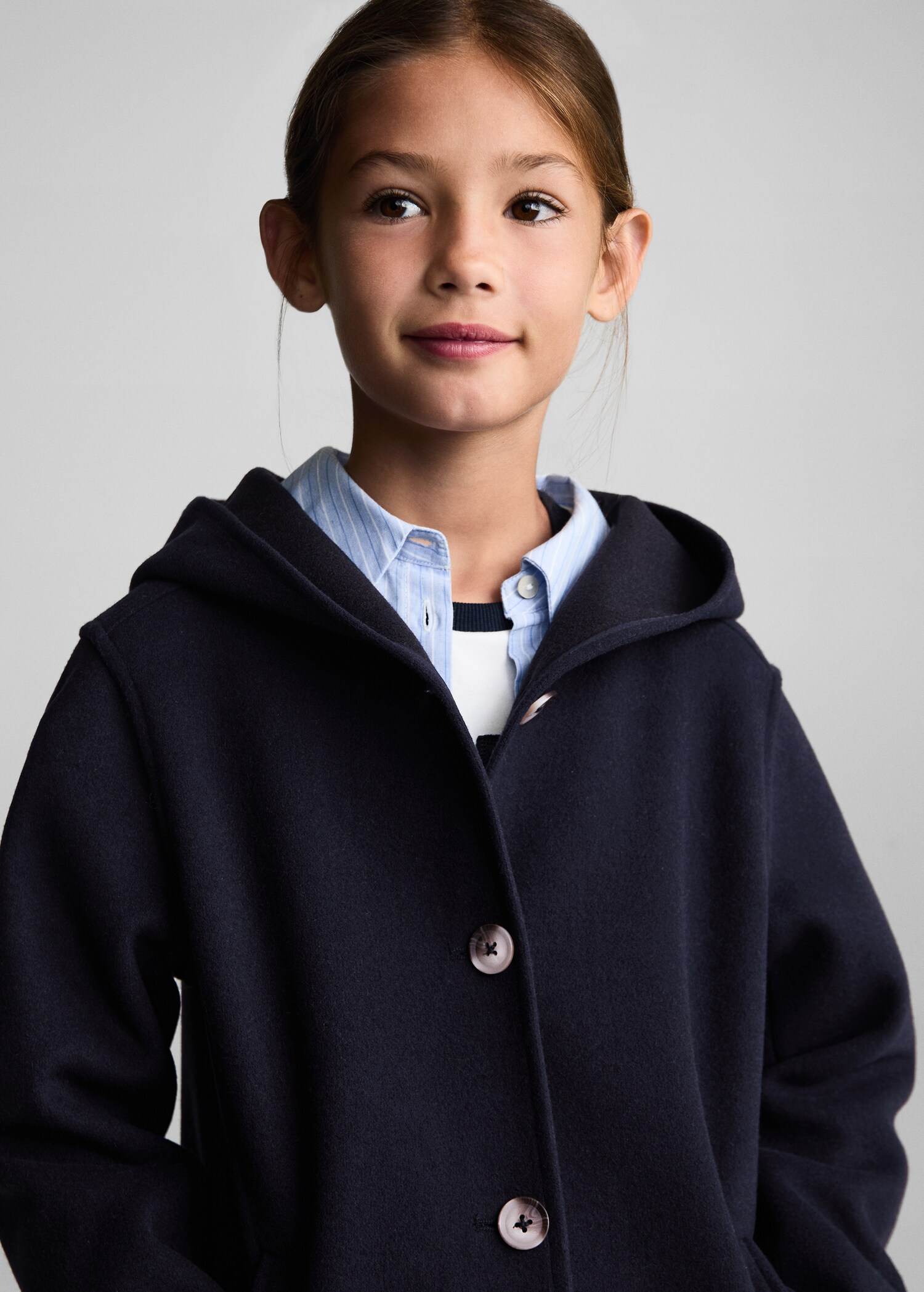 Hooded button coat - Details of the article 1