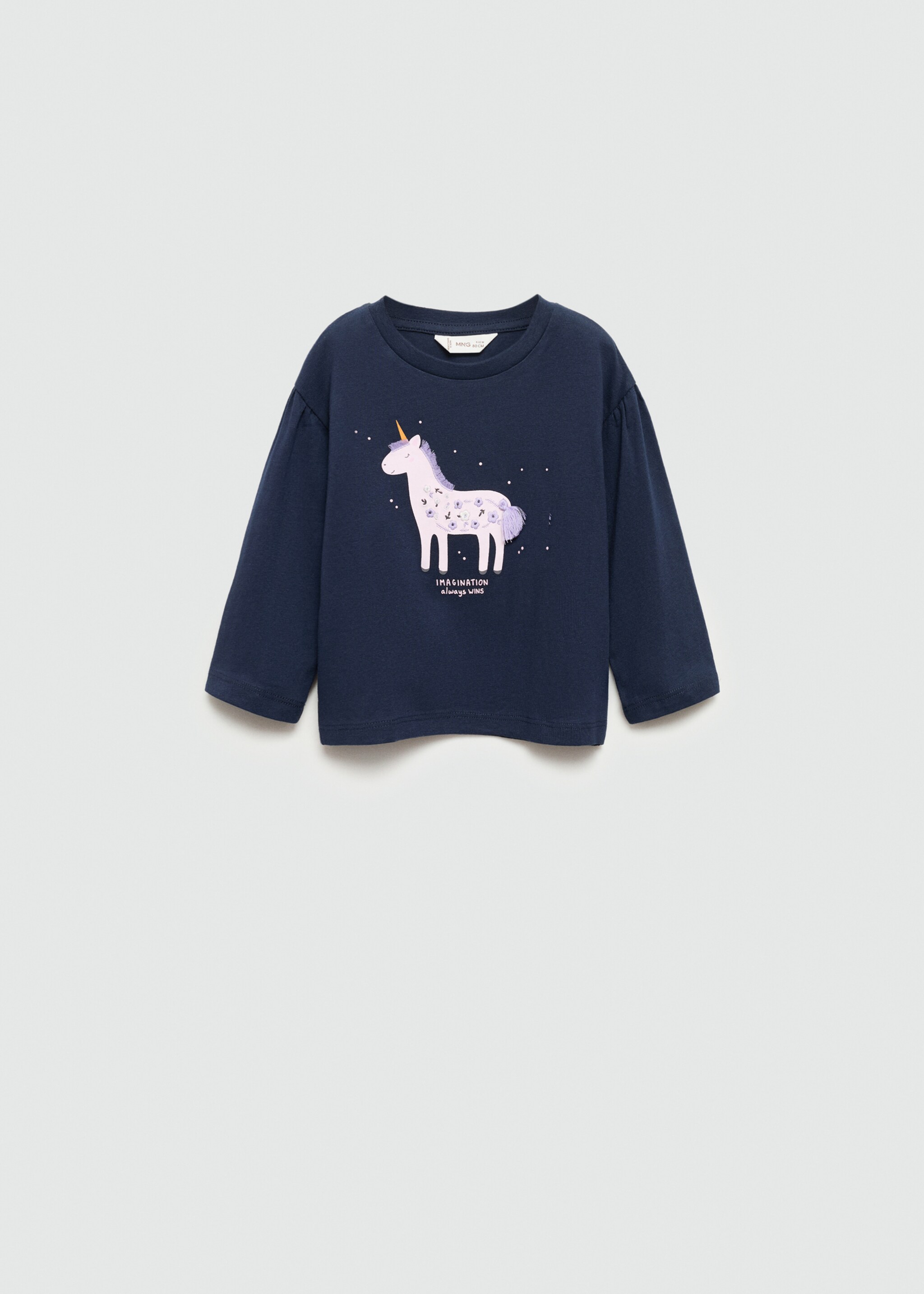 Mönstrad t-shirt broderade detaljer - Artikel utan modell, Navy blå. Ref: 77074444-00.