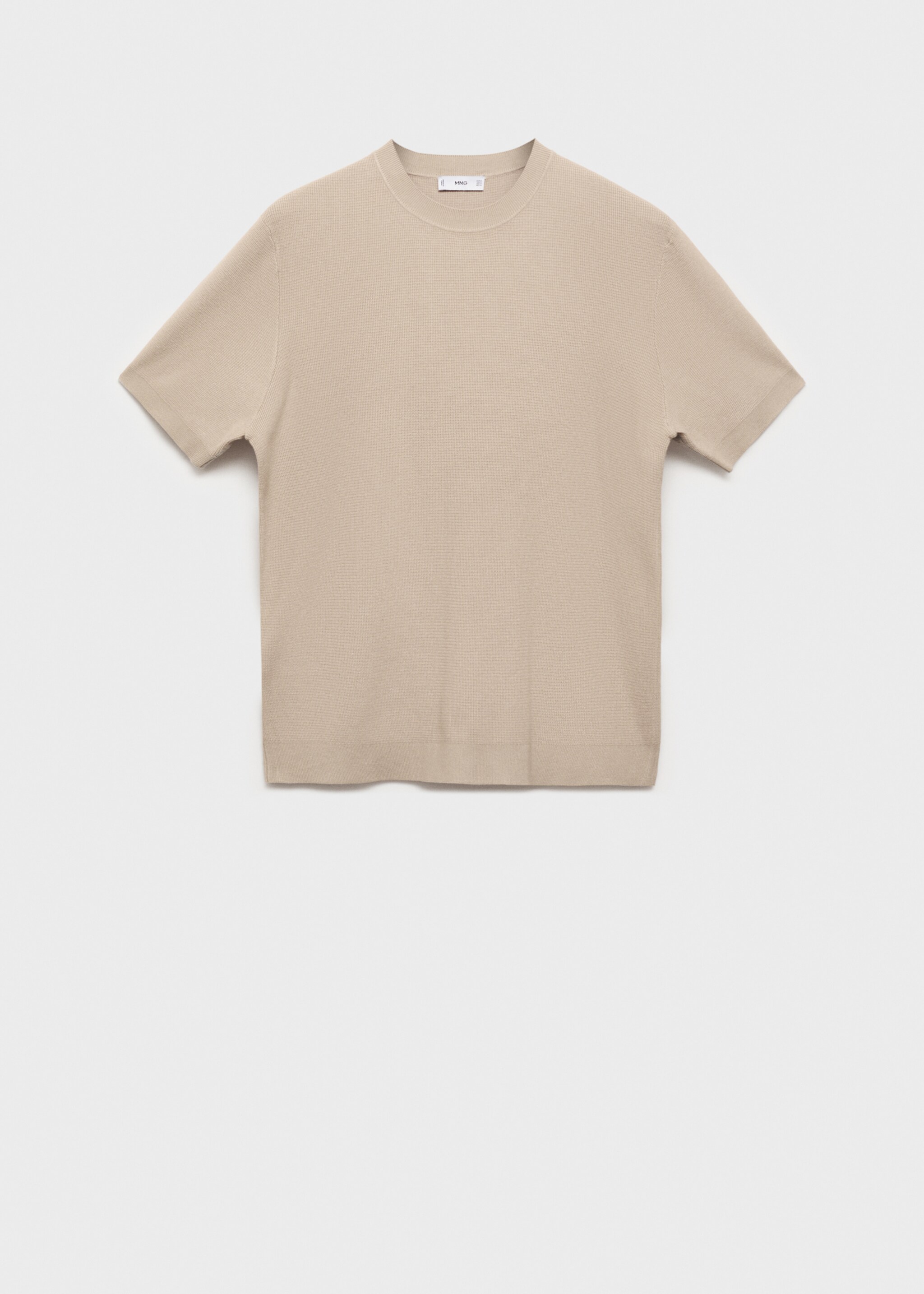 Structured knitted t-shirt - Article without model, Light/Pastel Grey. Ref: 77074445-00.