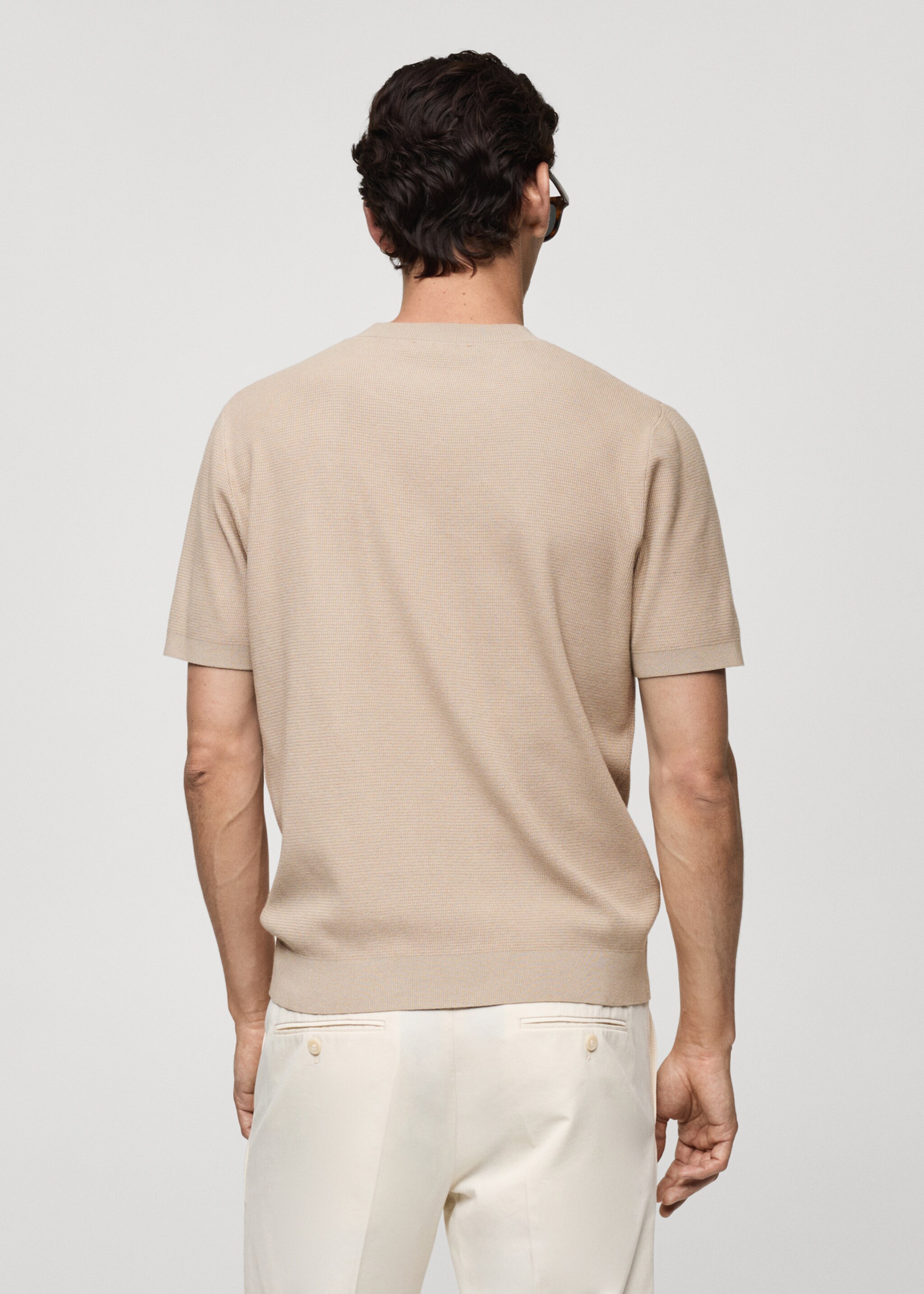 Structured knitted t-shirt - Reverse of the article, Light/Pastel Grey. Ref: 77074445-00.