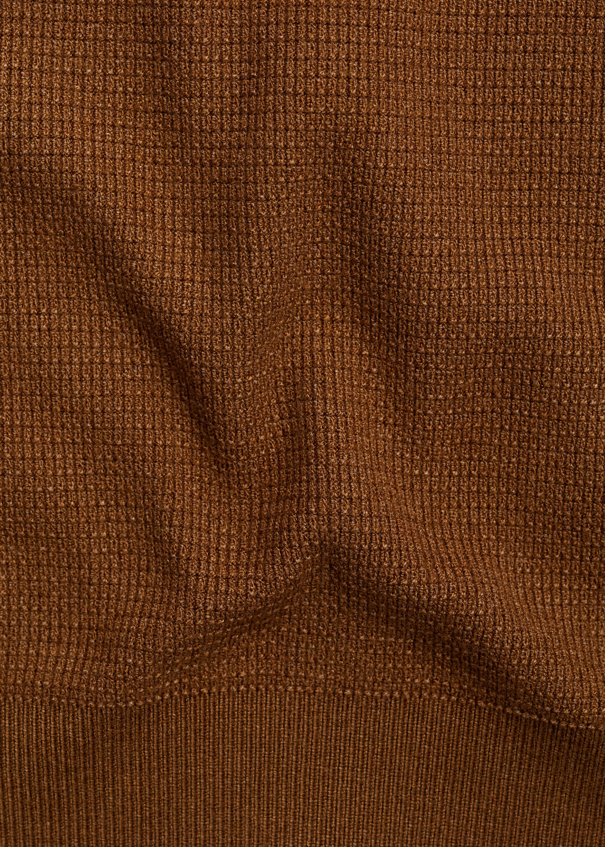 Strukturiertes Strick-T-Shirt - Detail des Artikels 0, Kaffeebraun. Ref: 77074445-00.