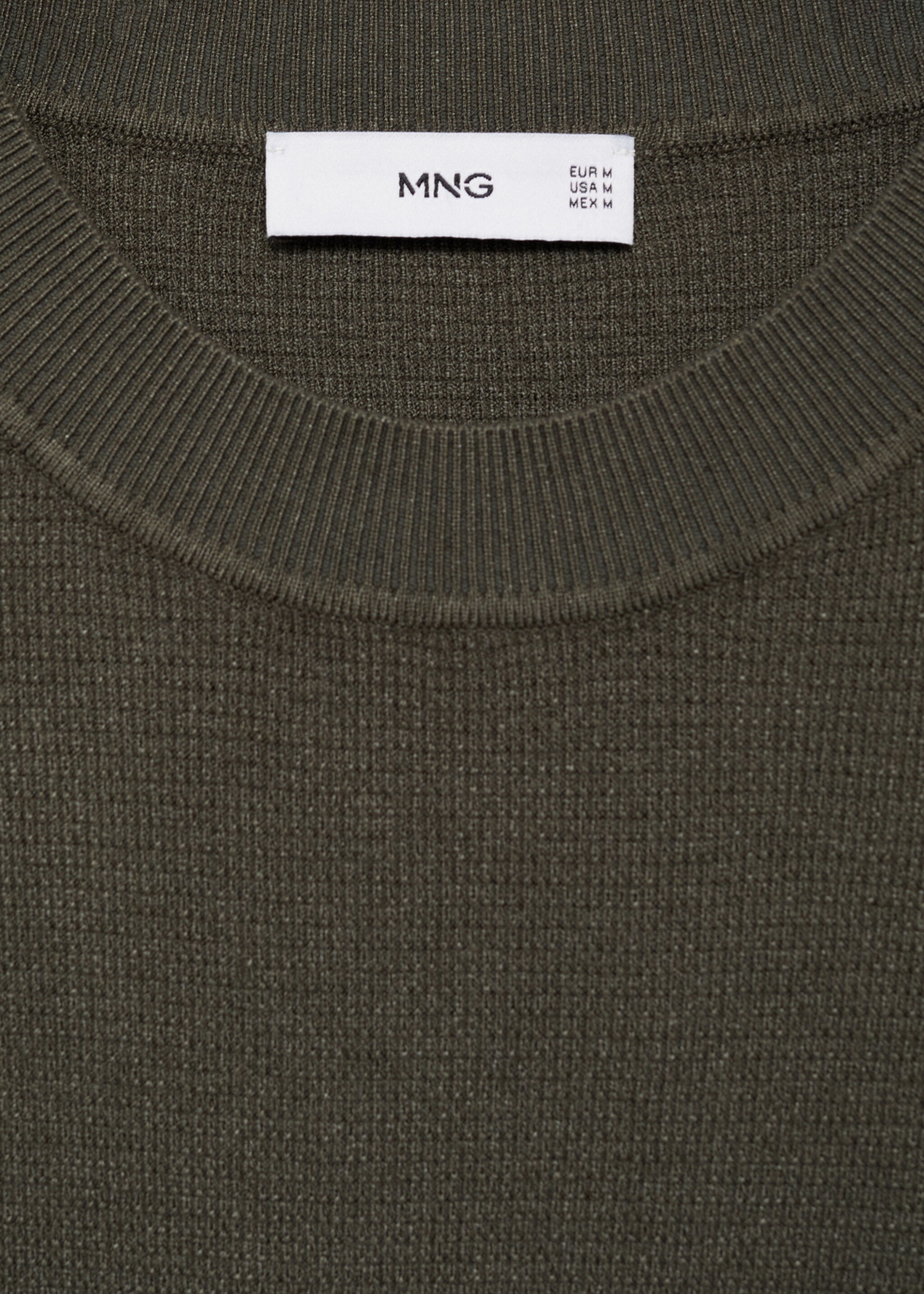 Structured knitted t-shirt - Details of the article 8, Forest Green. Ref: 77074445-00.