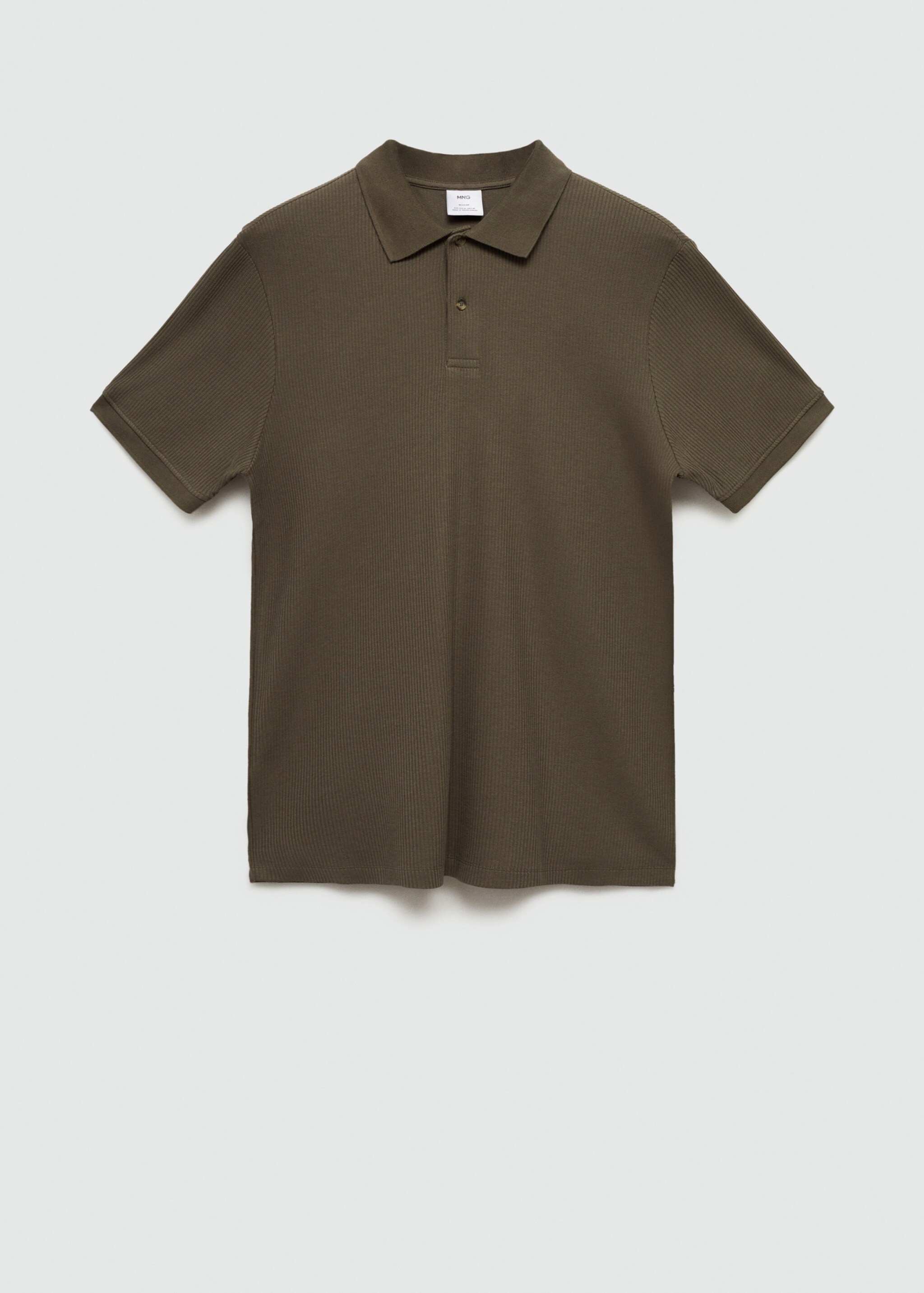 Ribbed cotton knitted polo shirt - Article without model, Dark Green. Ref: 77074446-00.