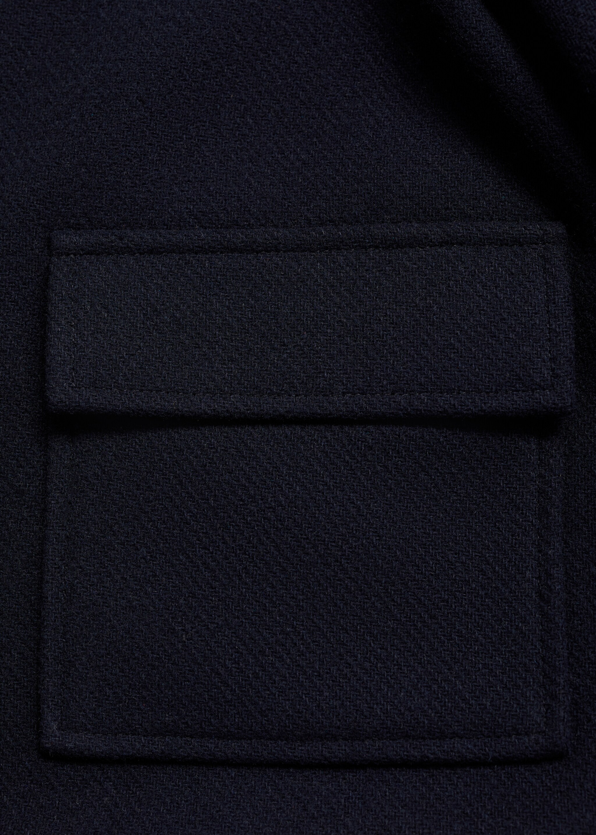Manteau droit poches - Détail de l'article 0, Bleu marine foncé. Ref: 77074449-00.