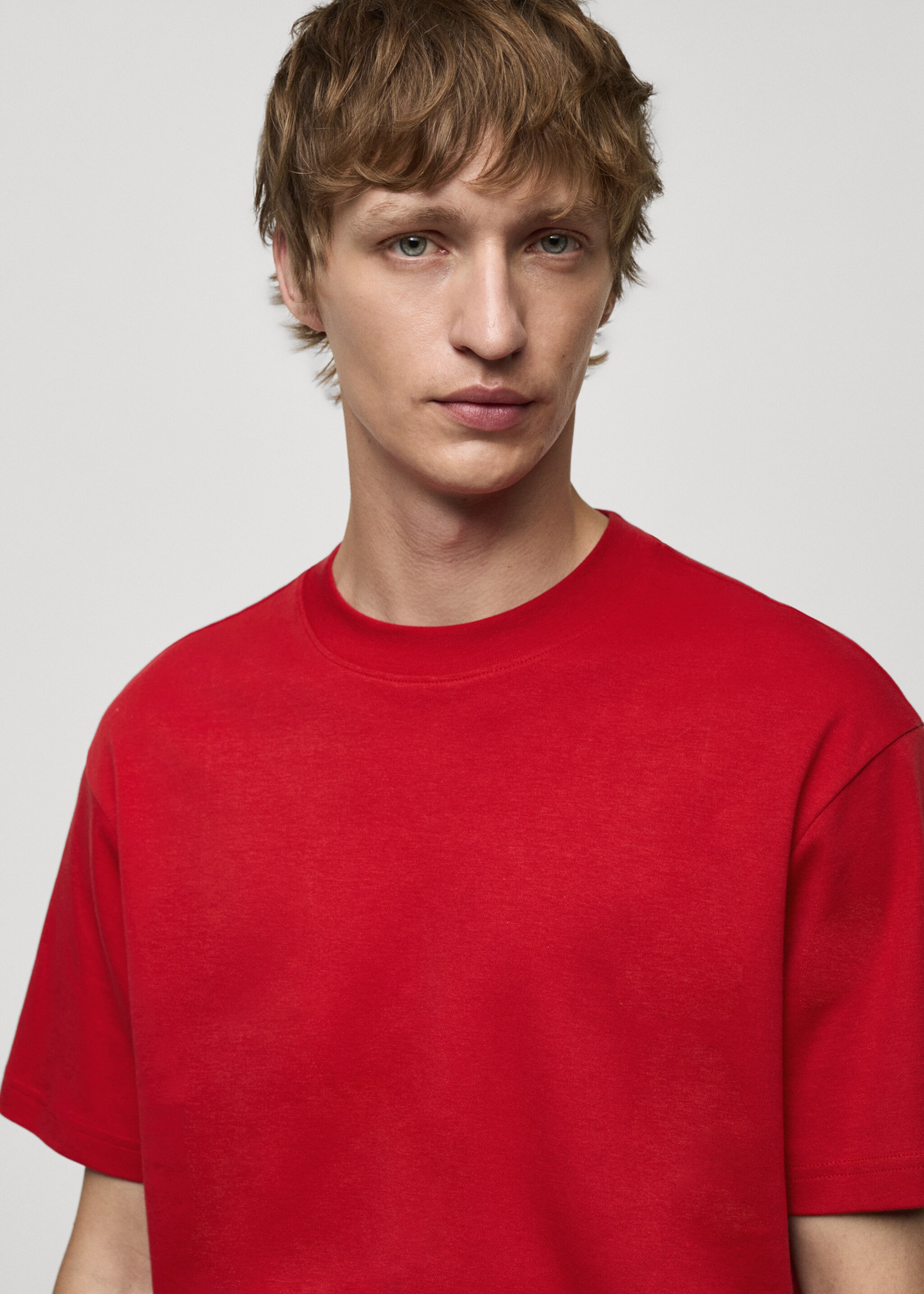 Relaxed Fit-T-Shirt aus 100 % Baumwolle - Detail des Artikels 1, Rot. Ref: 77074450-00.