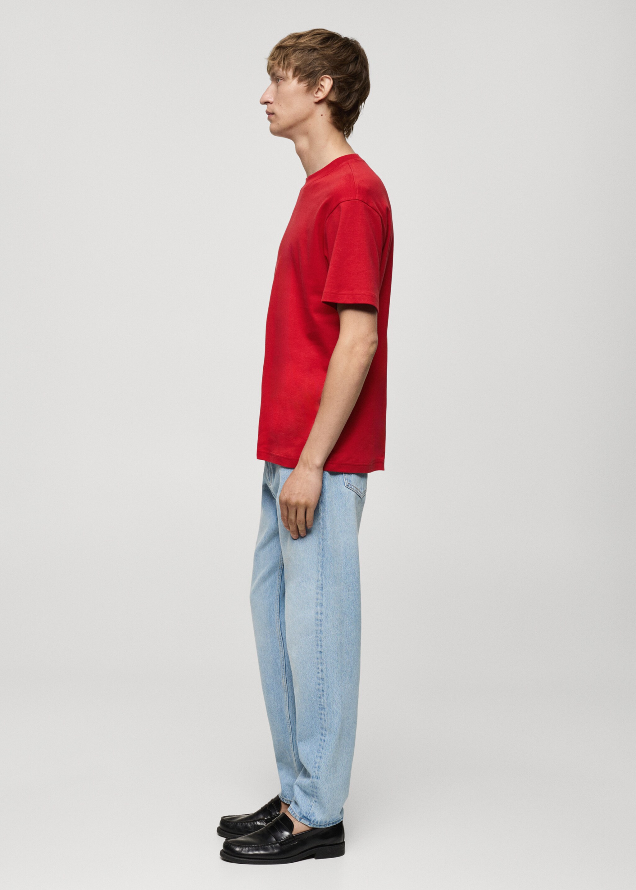Relaxed Fit-T-Shirt aus 100 % Baumwolle - Detail des Artikels 2, Rot. Ref: 77074450-00.