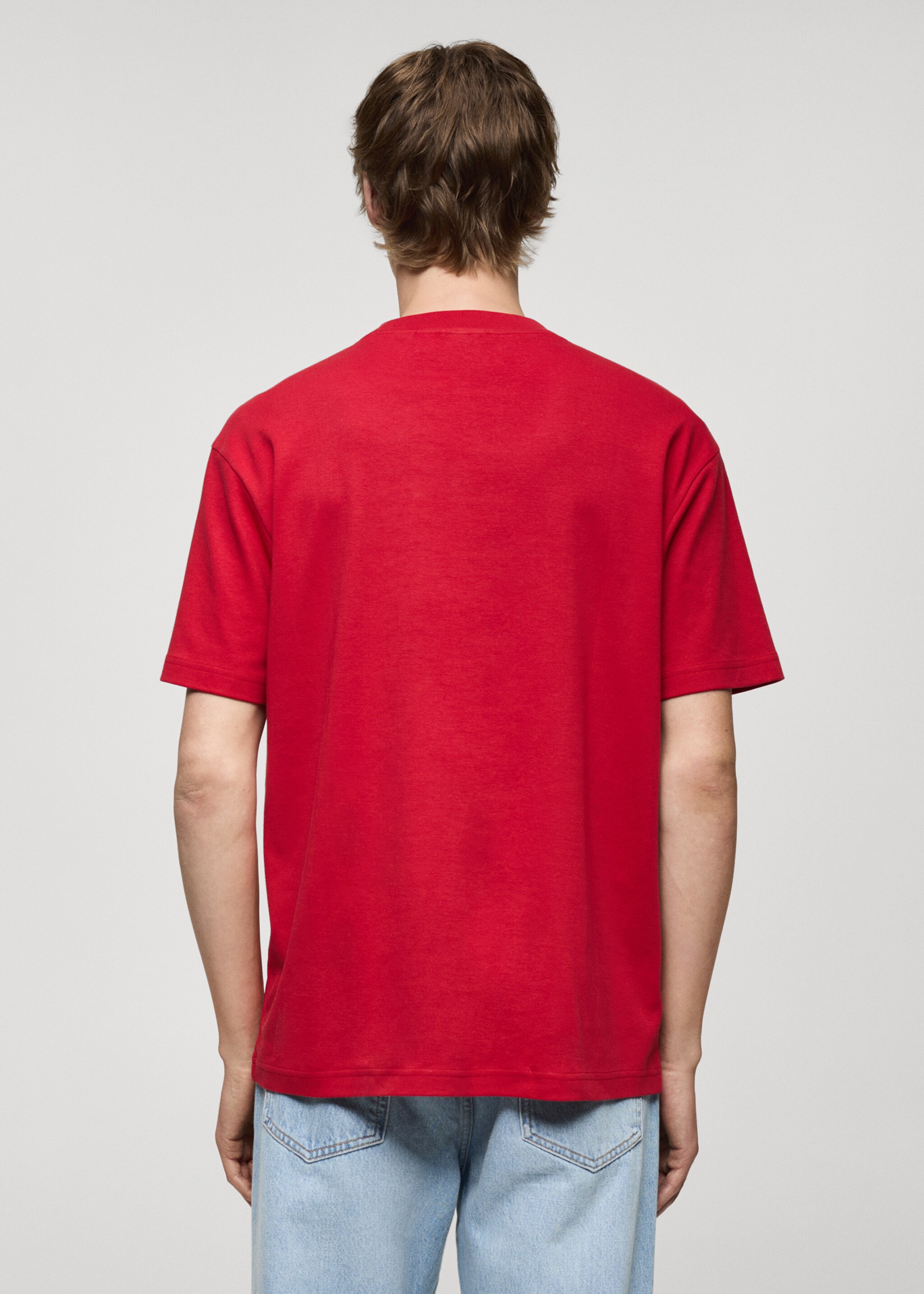Relaxed Fit-T-Shirt aus 100 % Baumwolle - Rückseite des Artikels, Rot. Ref: 77074450-00.