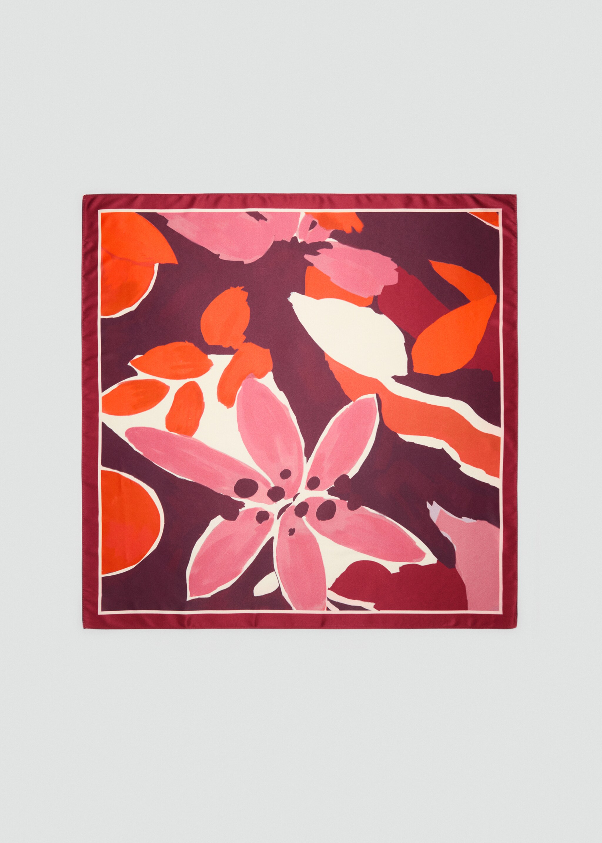 Printed satin scarf - Article without model, Pink. Ref: 77074758-00.
