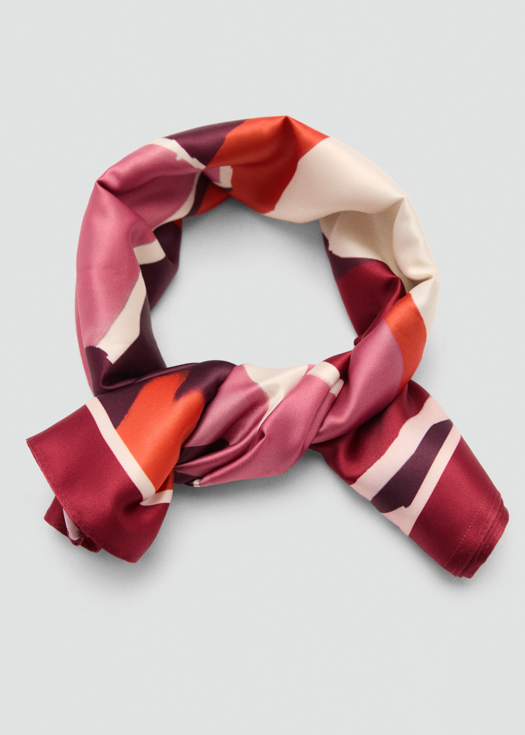 Printed satin scarf - Details of the article 1, Pink. Ref: 77074758-00.