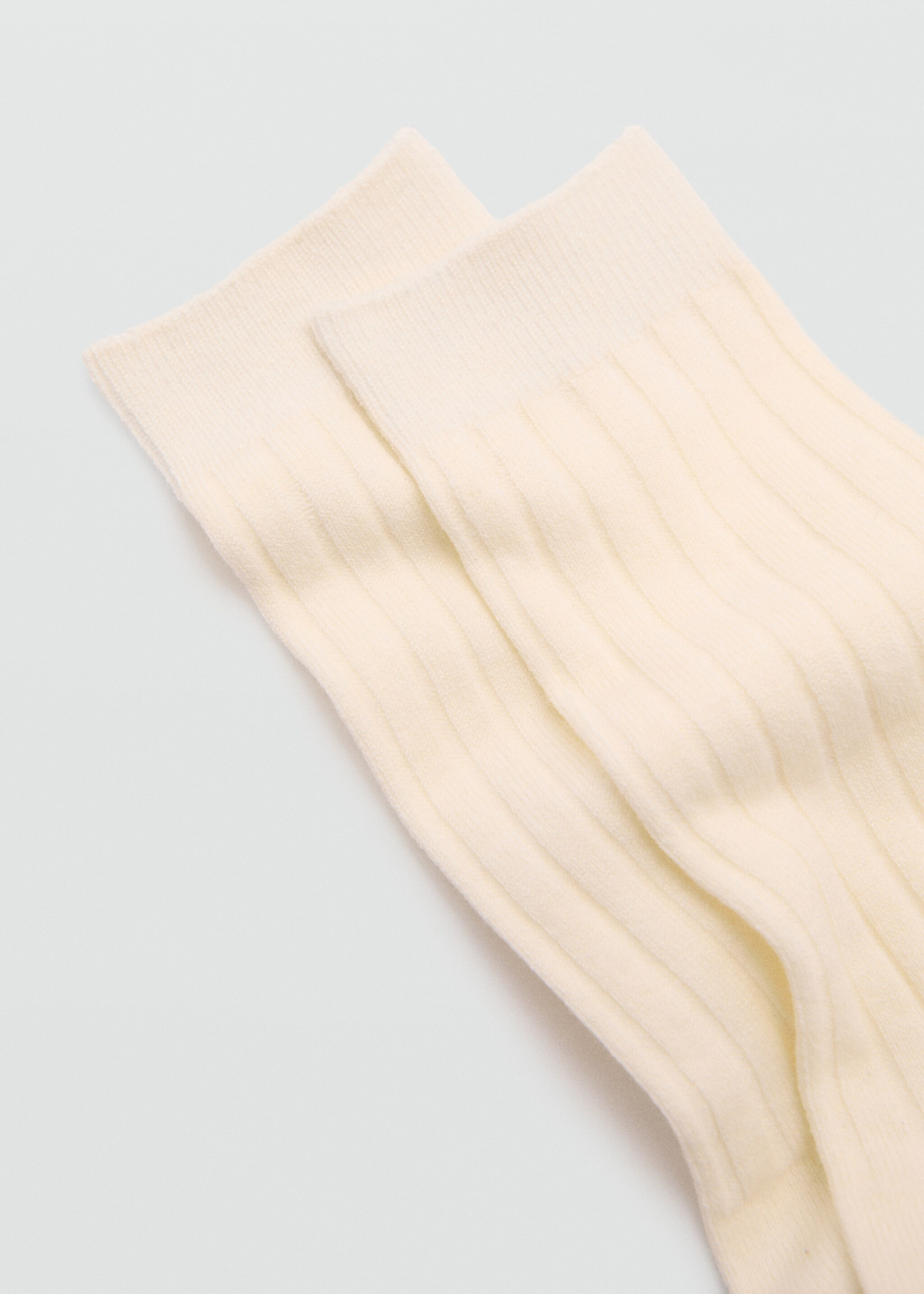 Ribbed socks - Medium plane, Ecru. Ref: 77074761-00.