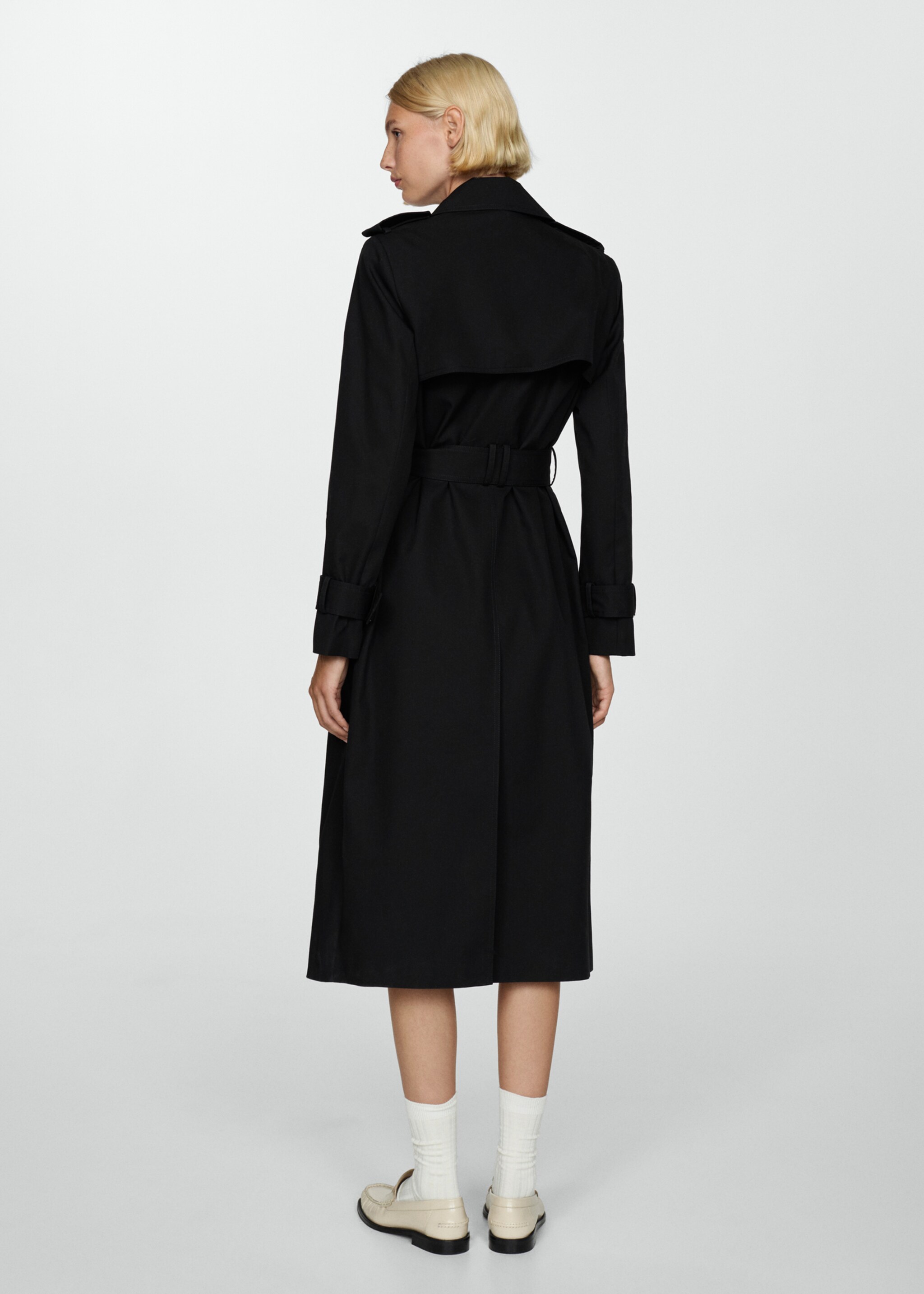 Double-breasted cotton trench coat - Reverse of the article