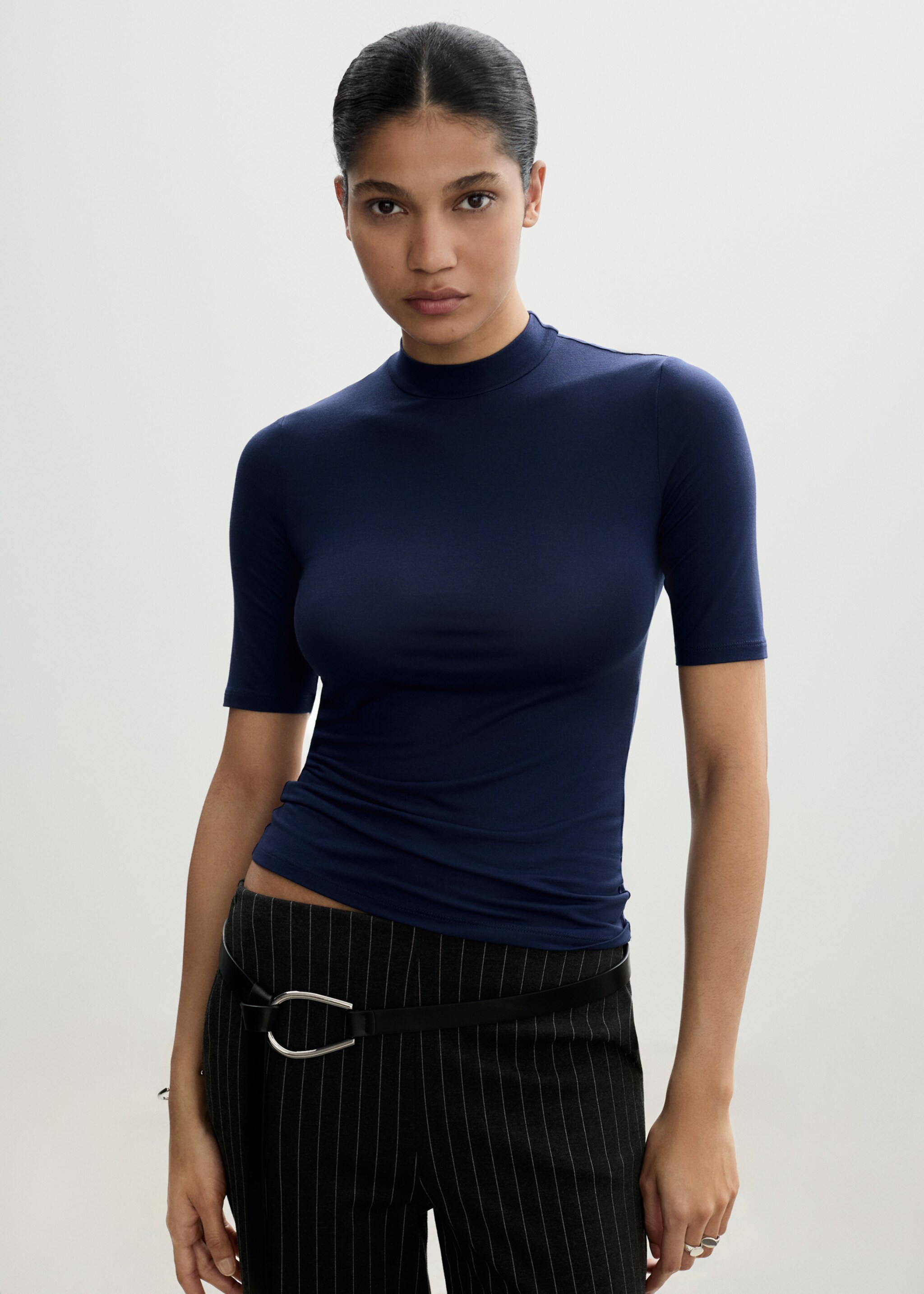 Short sleeve knitted t-shirt - Medium plane, Blue. Ref: 77074765-00.