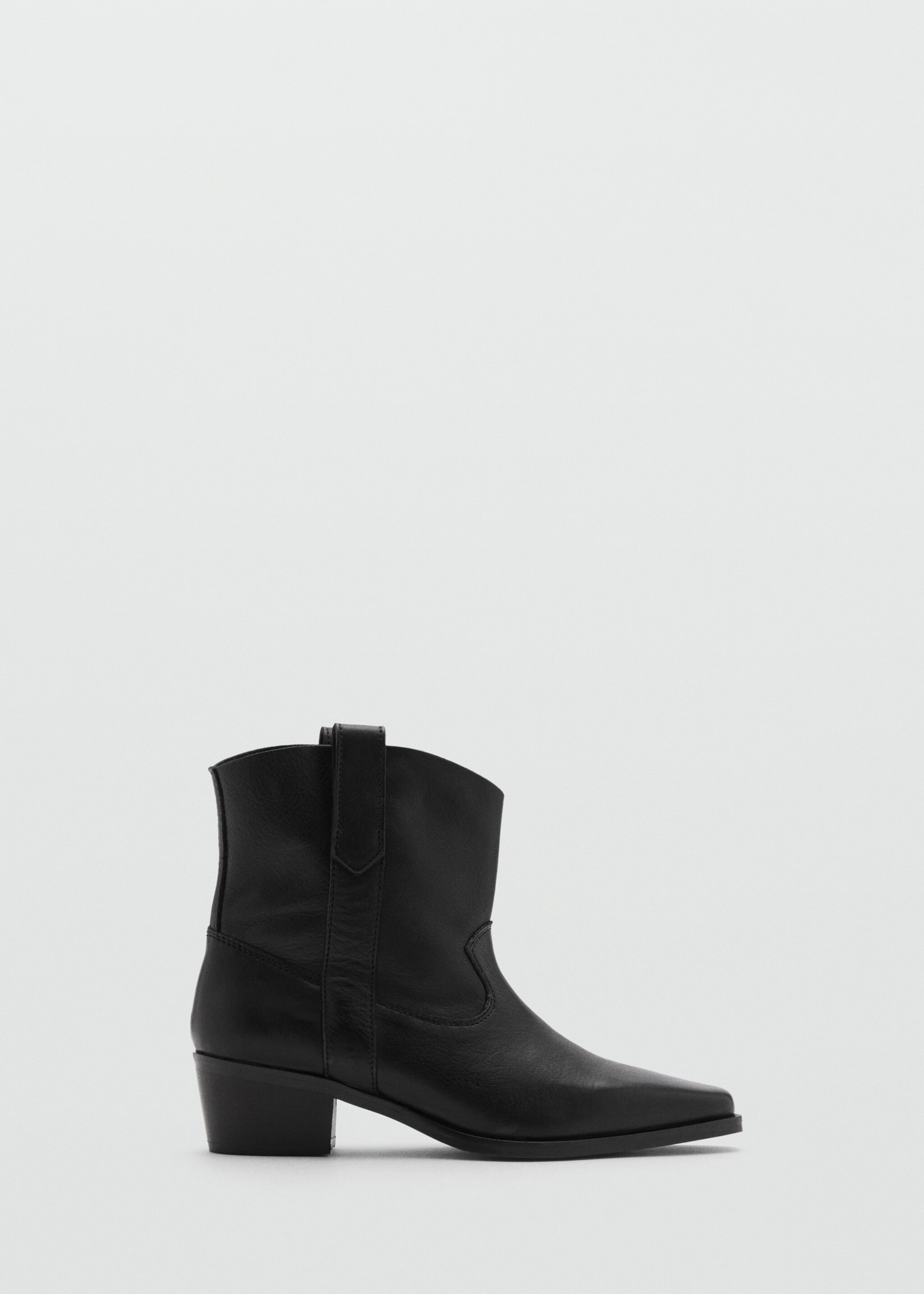 Leather cowboy ankle boots - Article without model, Black. Ref: 77074767-00.