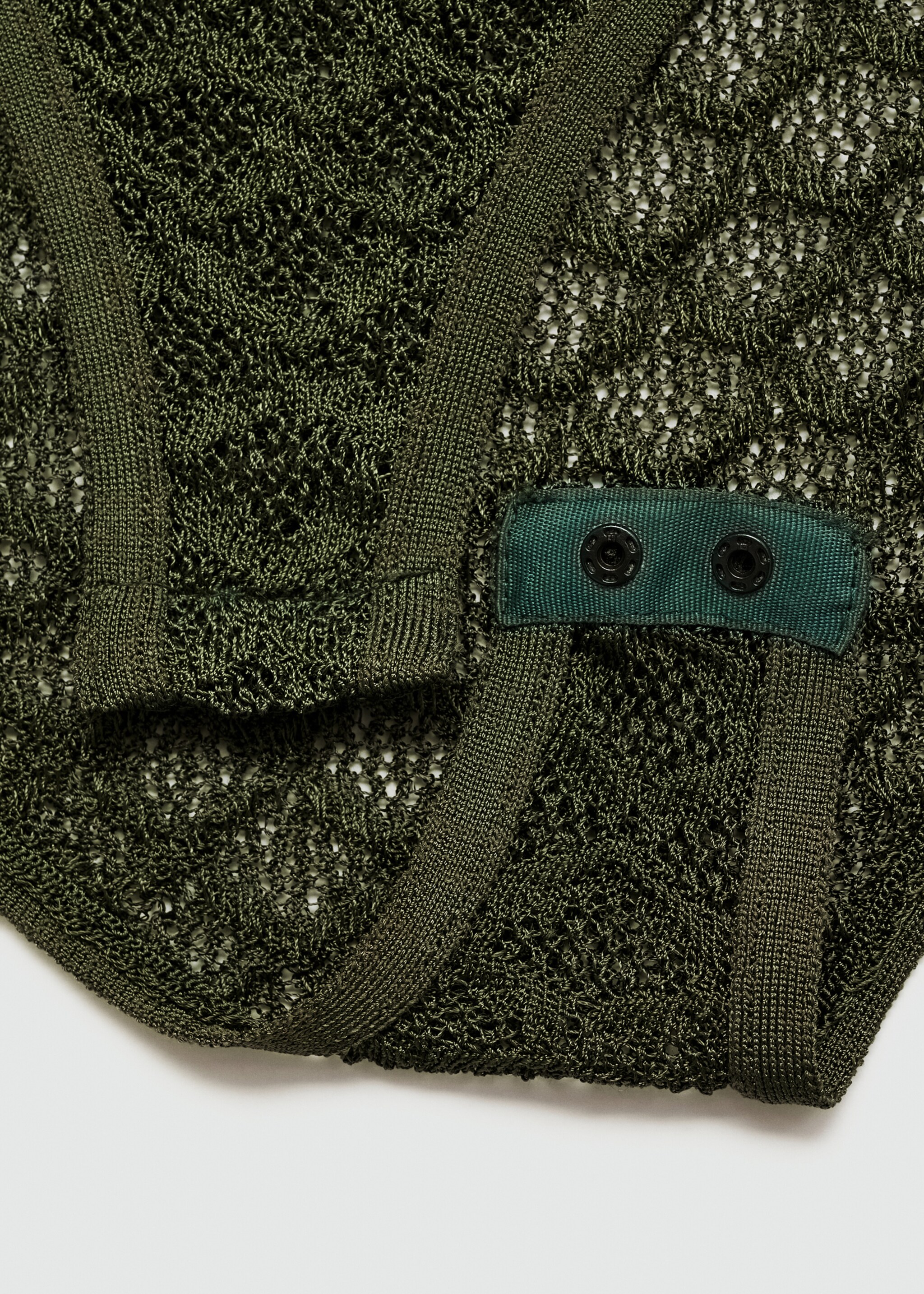 Lochstrick-Body mit Polokragen - Detail des Artikels 0, Pastellgrün. Ref: 77074791-00.