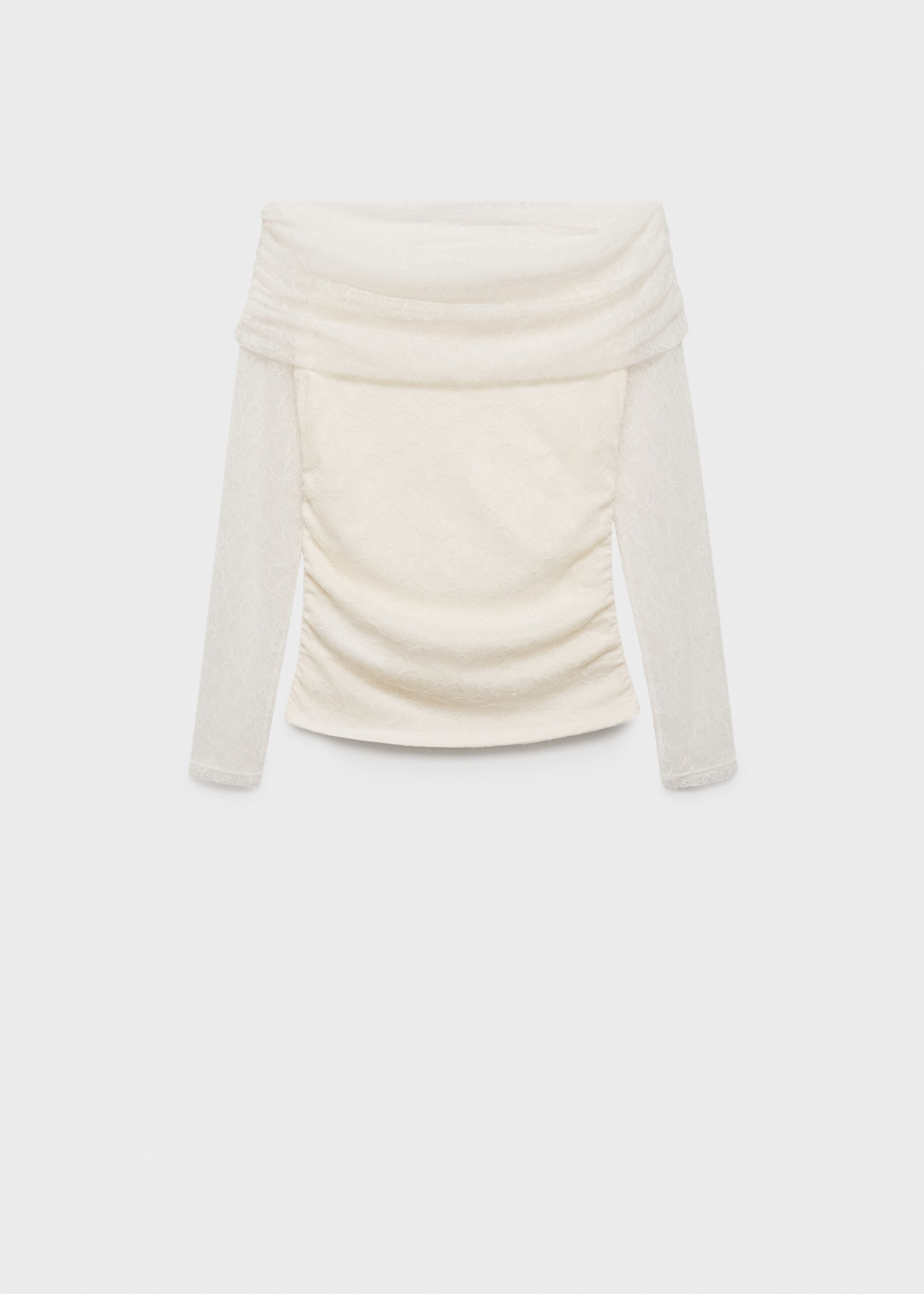 Off-shoulder T-shirt met kant - Artikel zonder model, Gebroken wit. Ref: 77074796-00.
