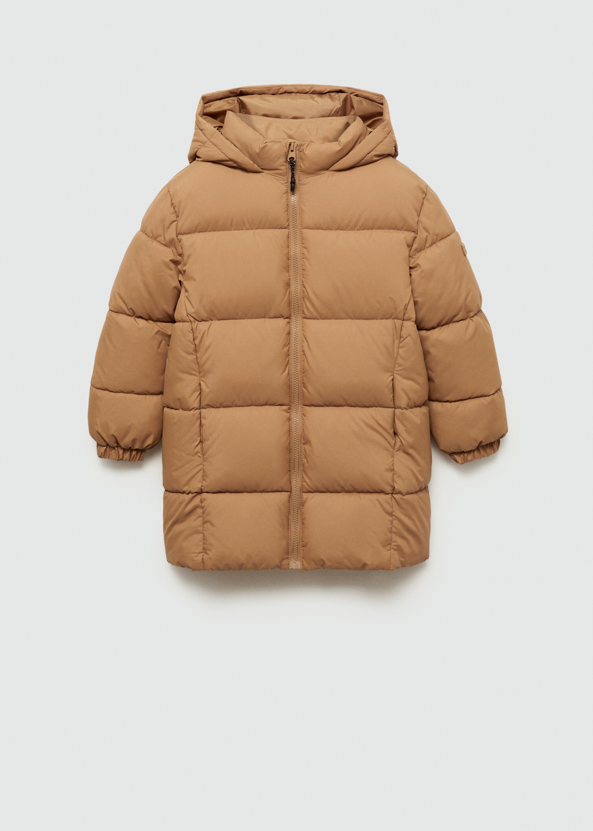 Quilted long coat - Article without model, Caramel. Ref: 77075146-00.