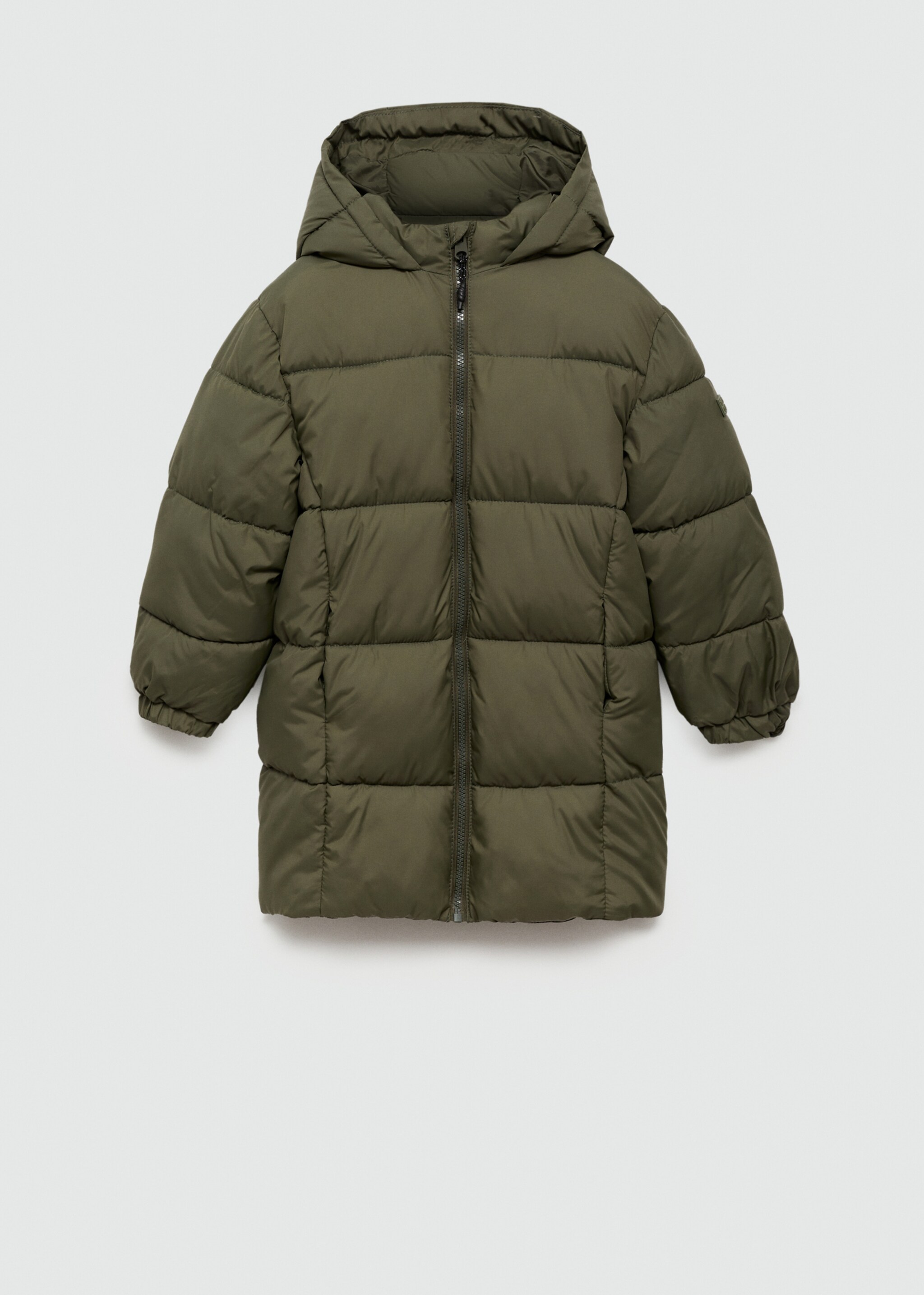 Quilted long coat - Article without model, Khaki. Ref: 77075146-00.