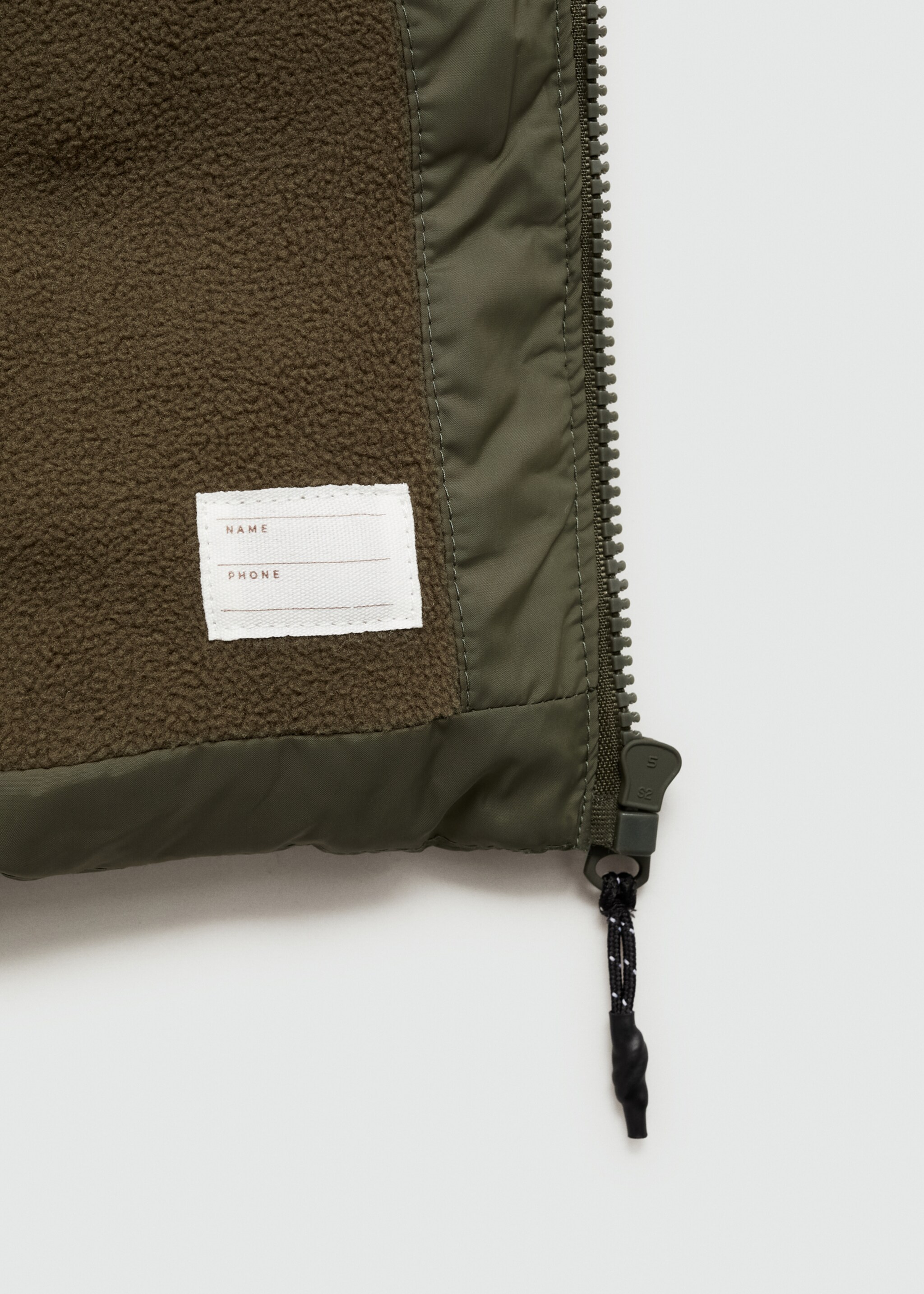 Quilted long coat - Details of the article 0, Khaki. Ref: 77075146-00.