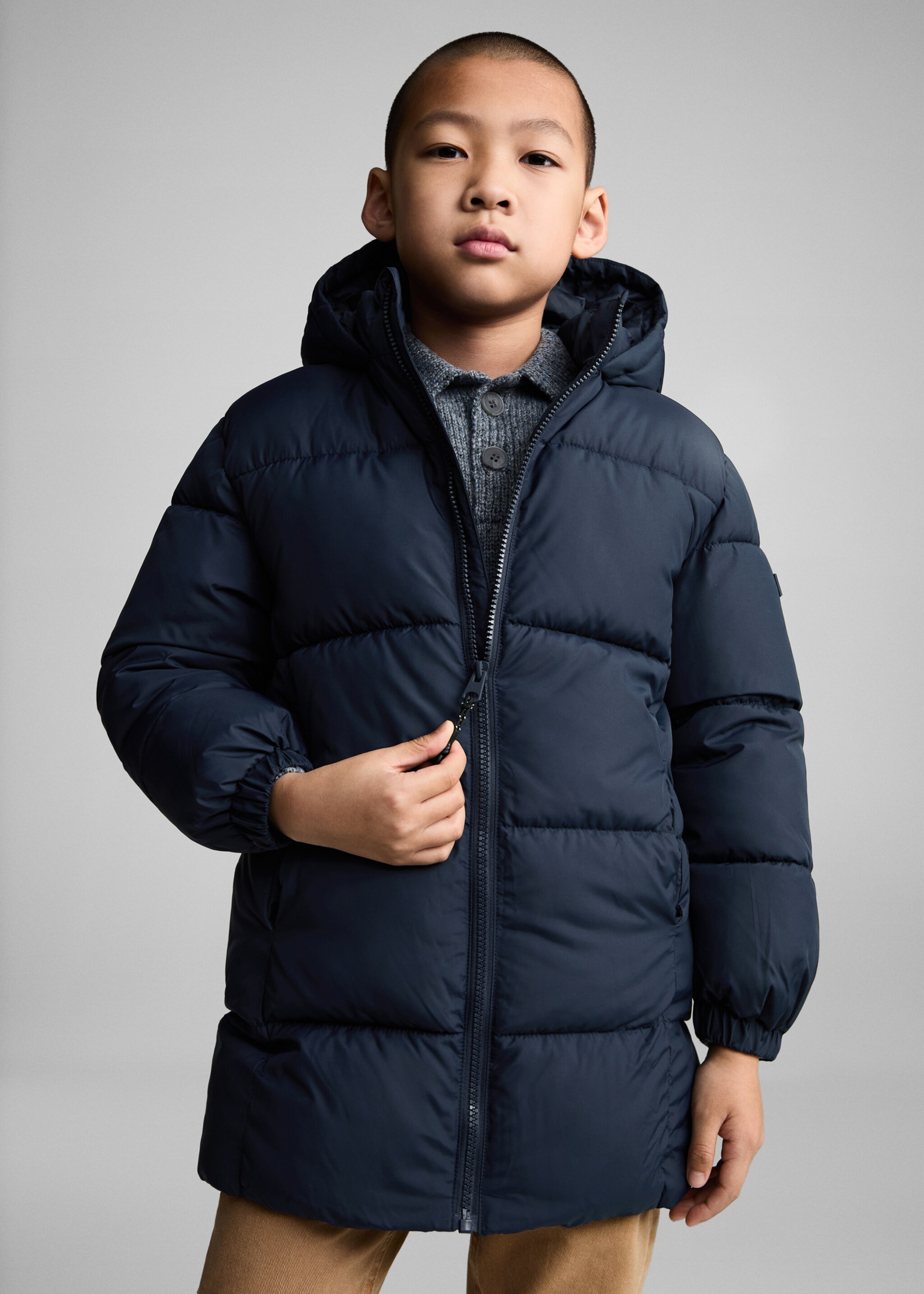 Quilted long coat - Medium plane, Dark Navy. Ref: 77075146-00.