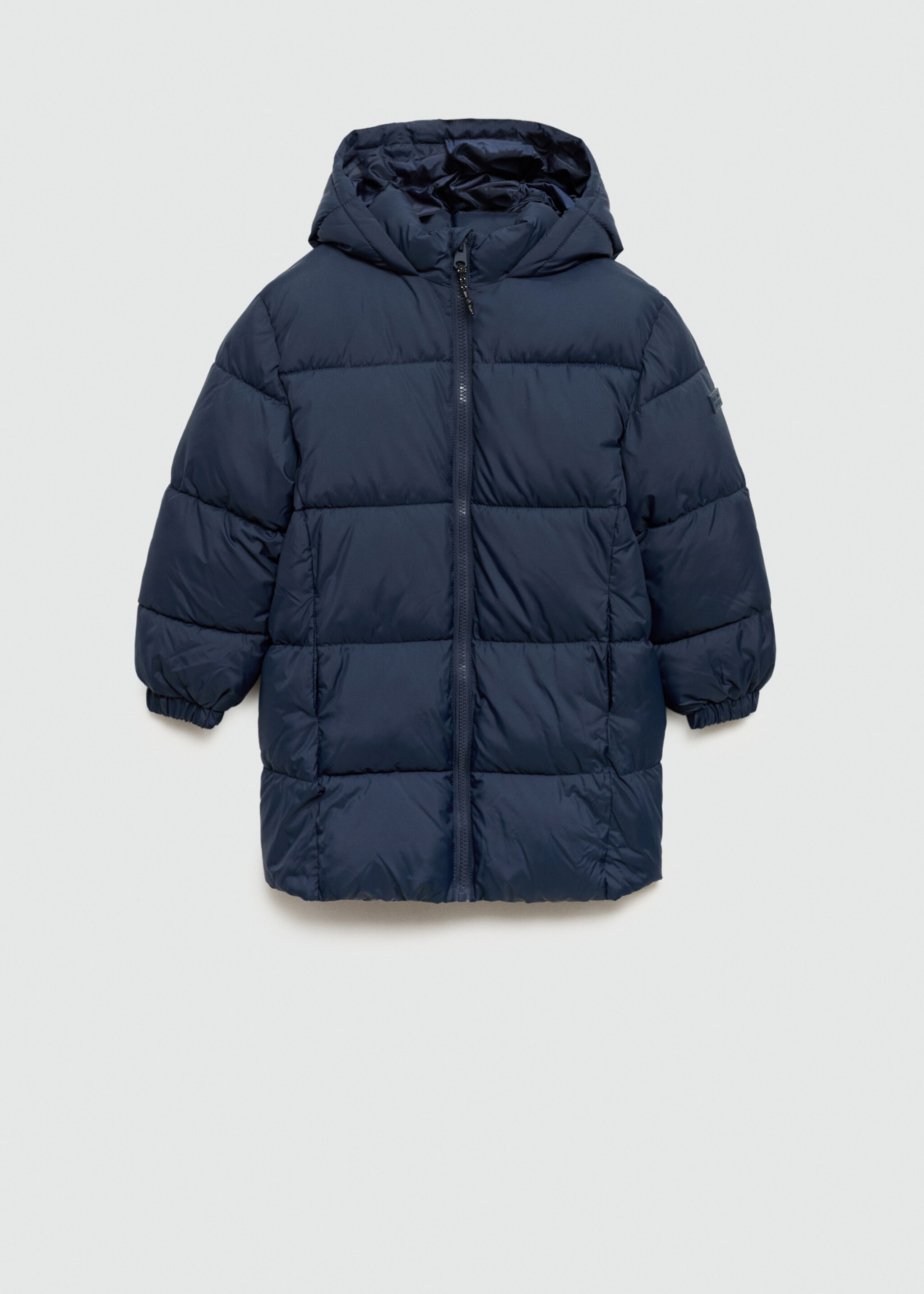 Quilted long coat - Article without model, Dark Navy. Ref: 77075146-00.