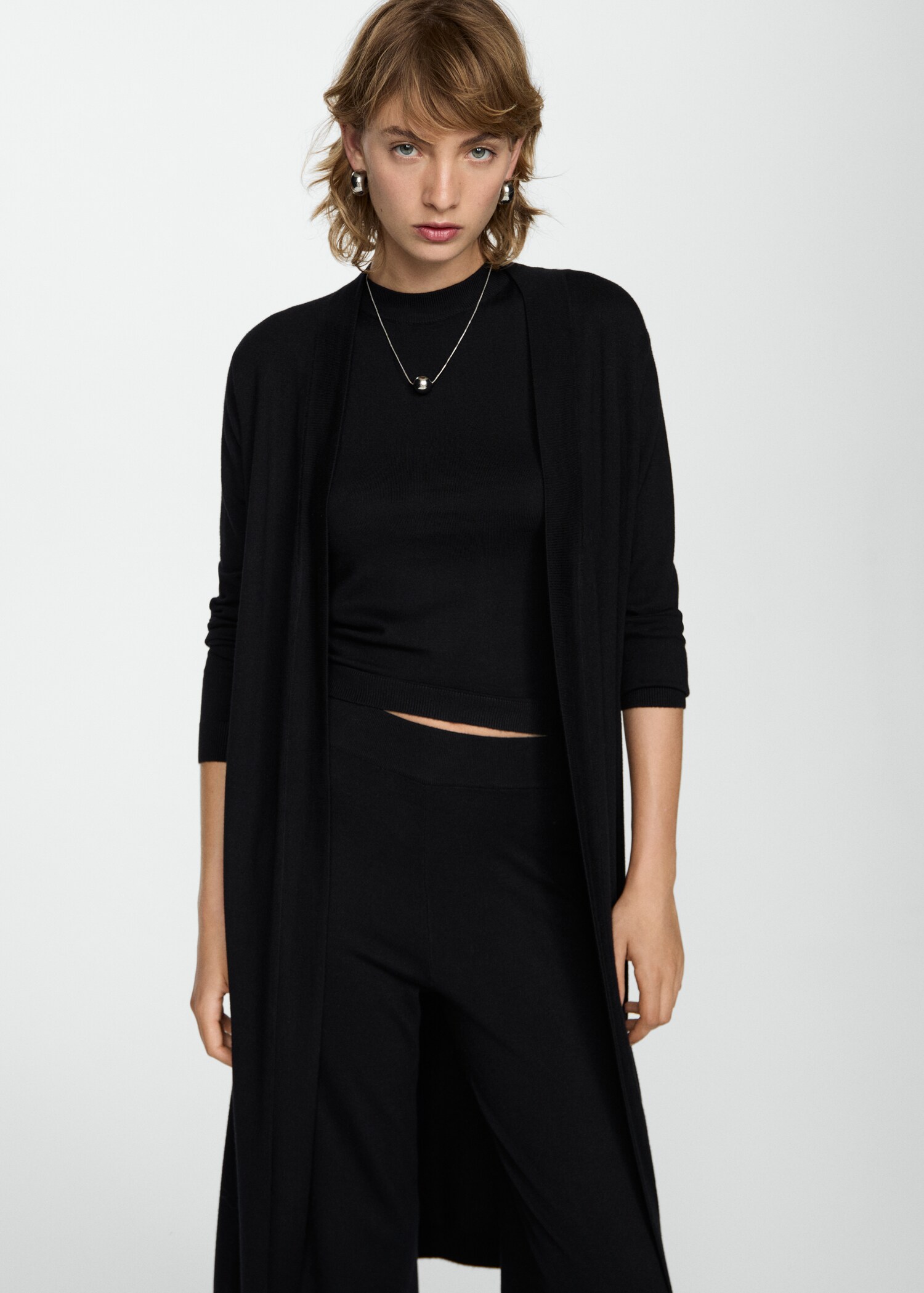 Fine knit long cardigan - Medium plane