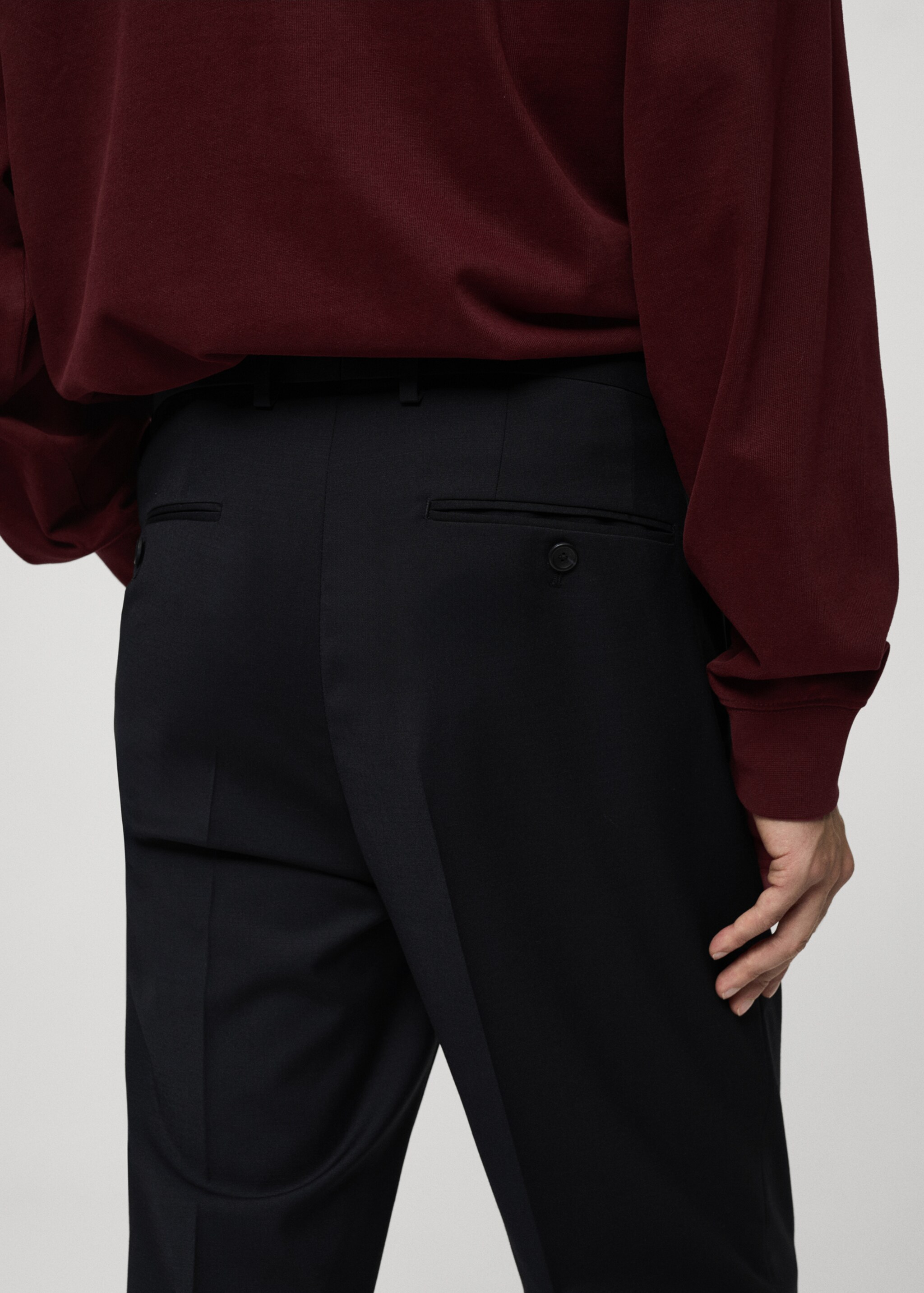 Pantalon costume laine mélangée regular-fit - Détail de l'article 2, Bleu marine foncé. Ref: 77075633-00.