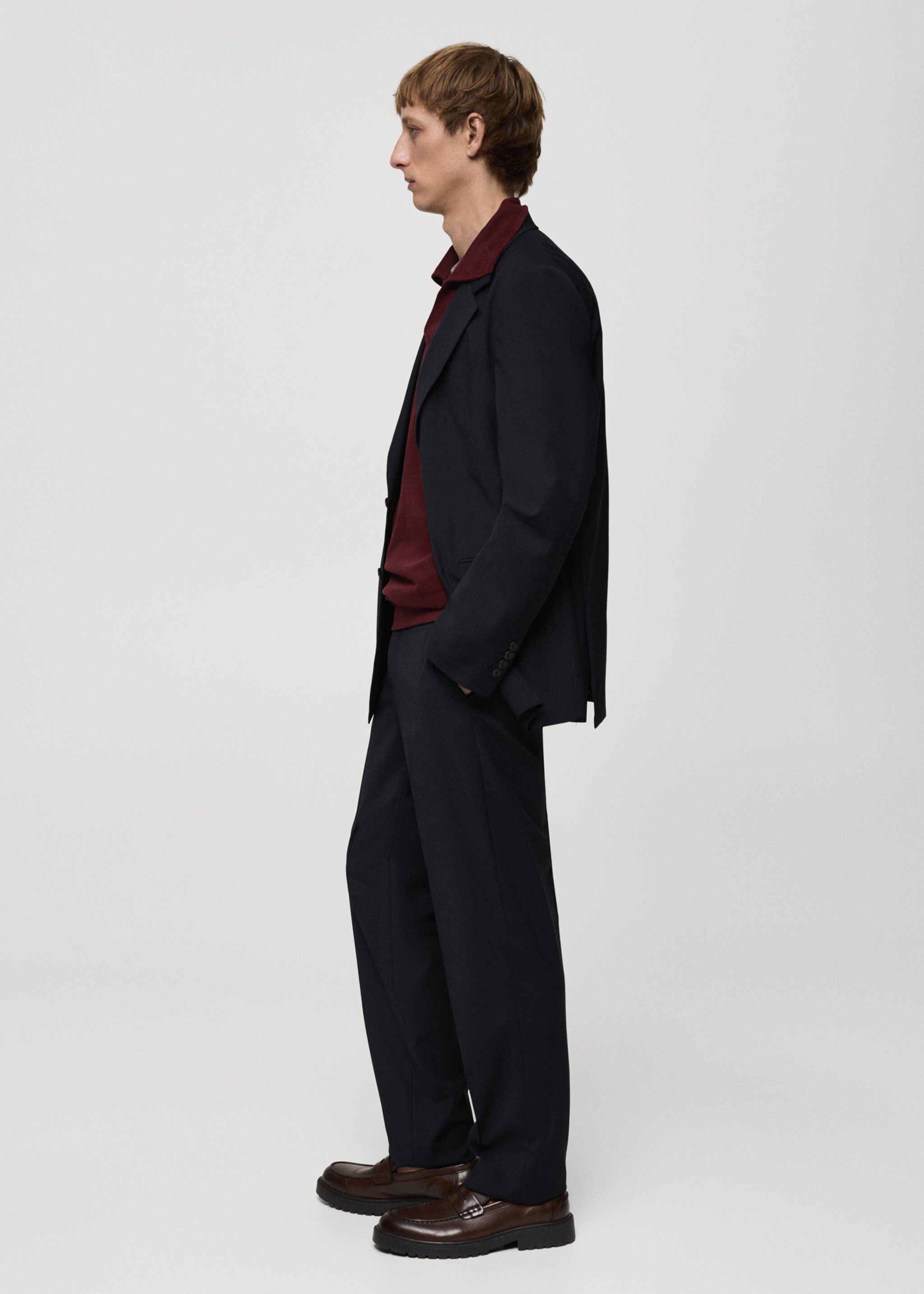 Pantalon costume laine mélangée regular-fit - Détail de l'article 6, Bleu marine foncé. Ref: 77075633-00.