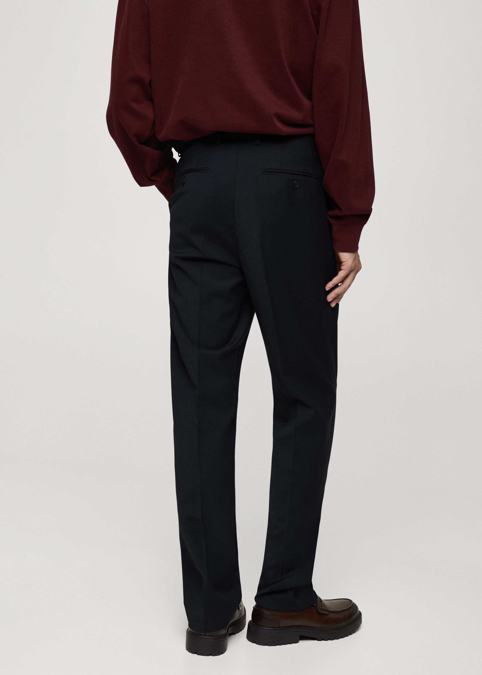 Pantalon costume laine mélangée regular-fit - Verso de l’article, Bleu marine foncé. Ref: 77075633-00.