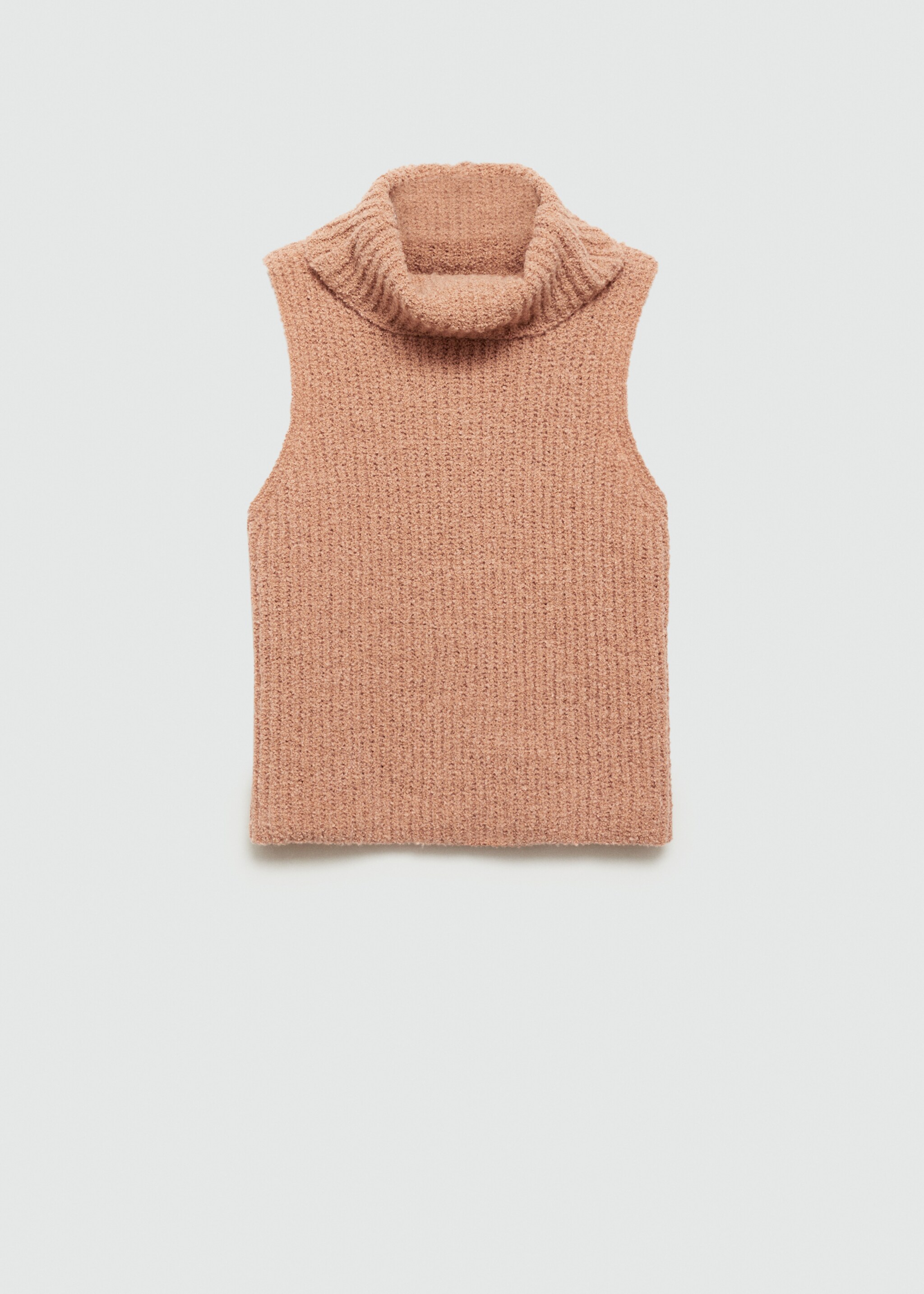 Ribbad topp hög krage - Artikel utan modell, Mellanbrun. Ref: 77075642-00.