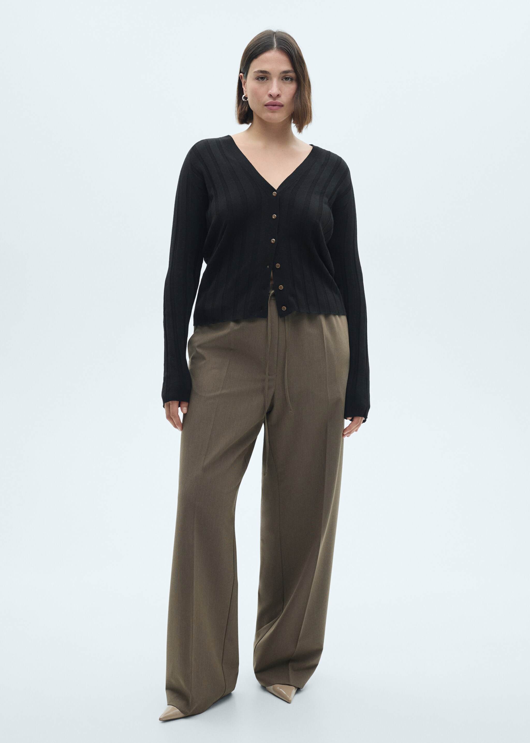 Button knit cardigan - Details of the article 3, Black. Ref: 77075645-00.