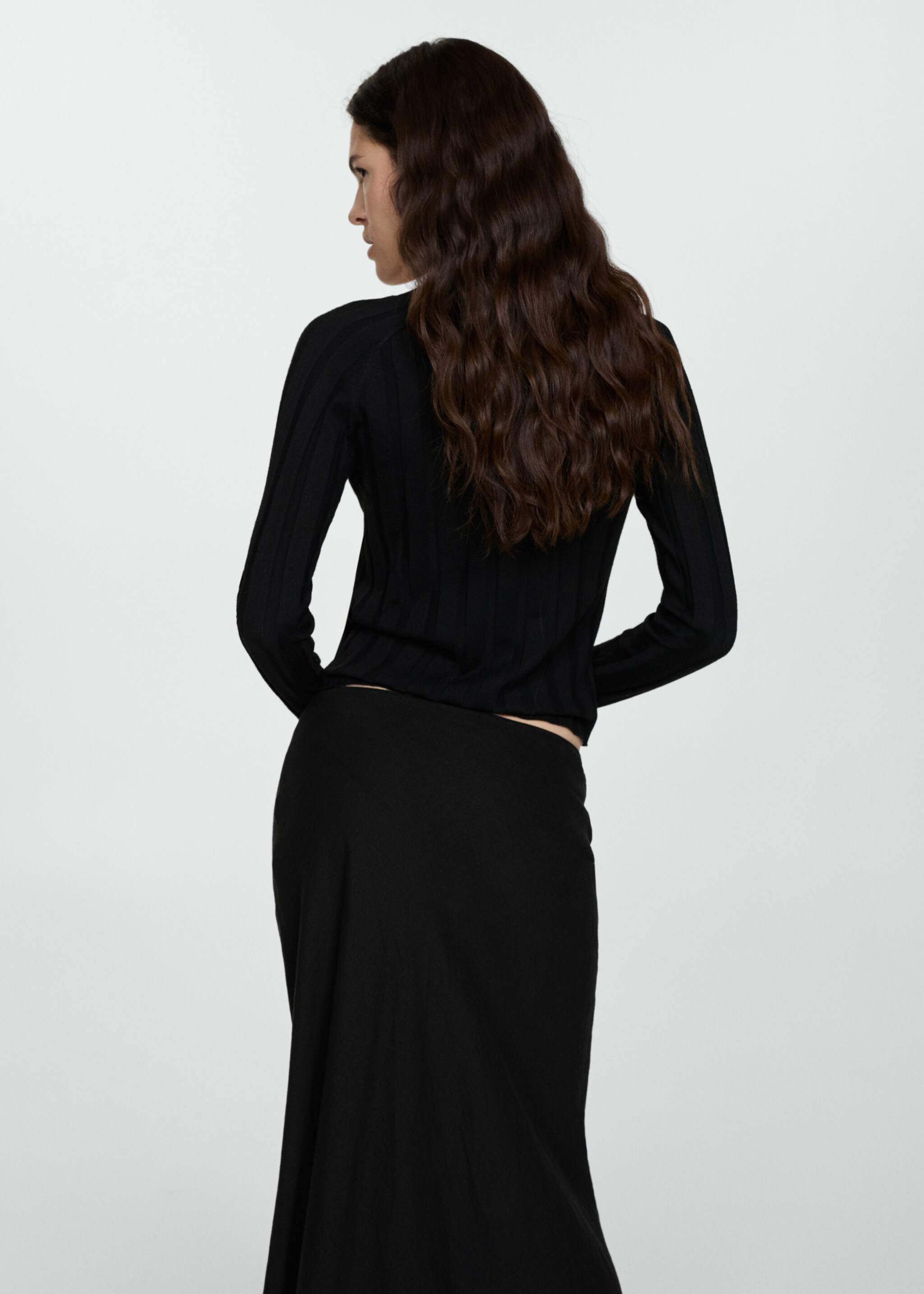 Button knit cardigan - Reverse of the article, Black. Ref: 77075645-00.