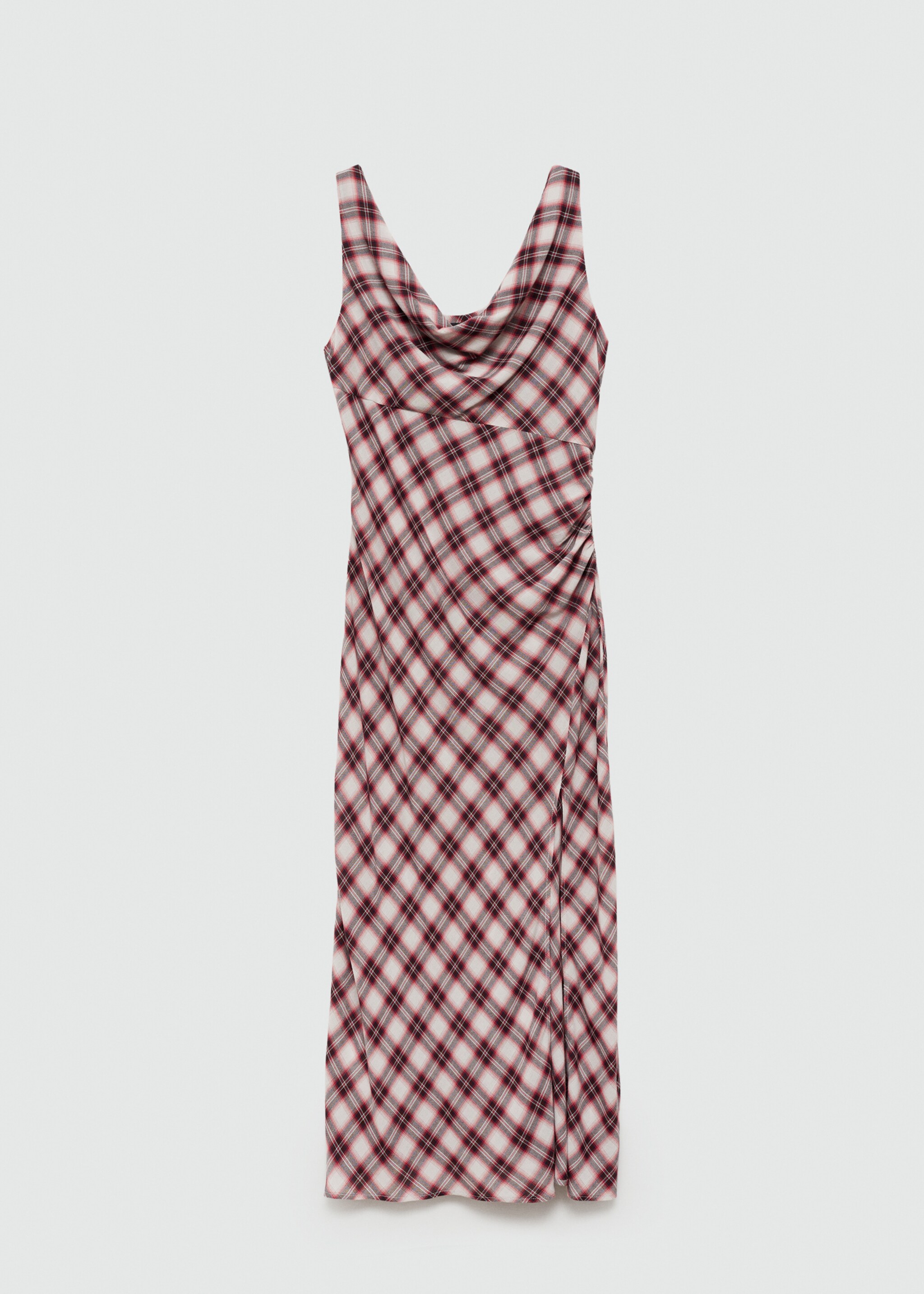 Check-print midi-dress - Article without model, Maroon. Ref: 77075646-00.