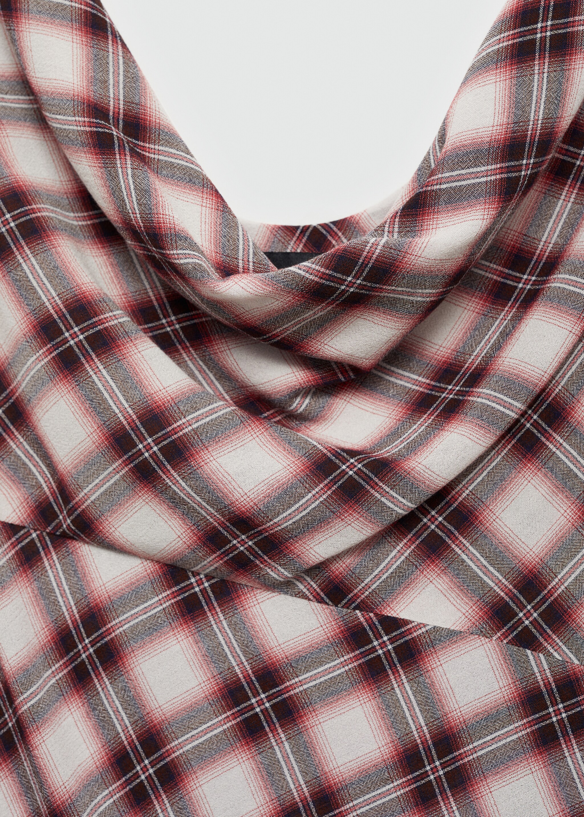 Check-print midi-dress - Details of the article 8, Maroon. Ref: 77075646-00.