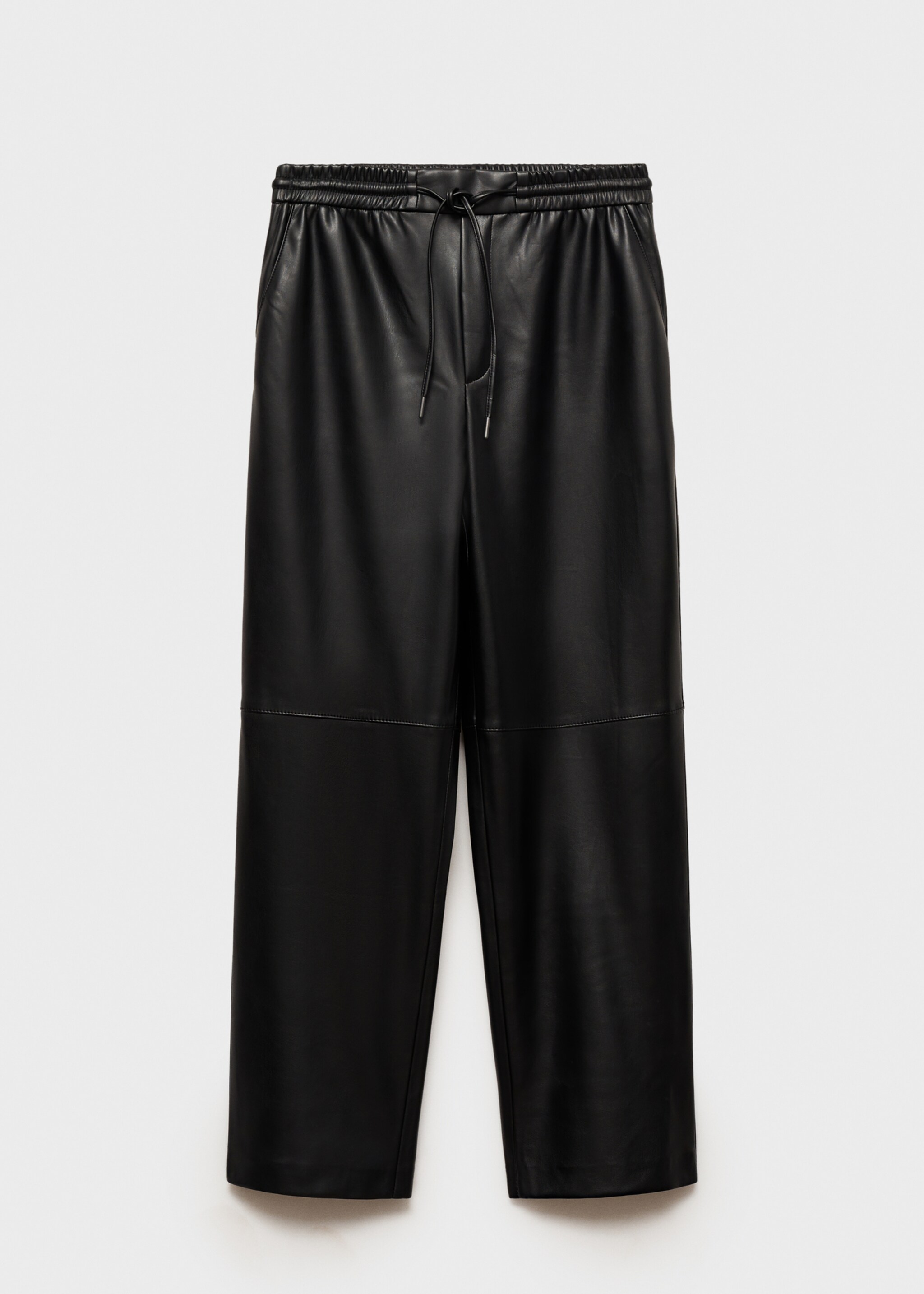 Faux-leather trousers with elastic waist - Article without model, Black. Ref: 77075648-00.