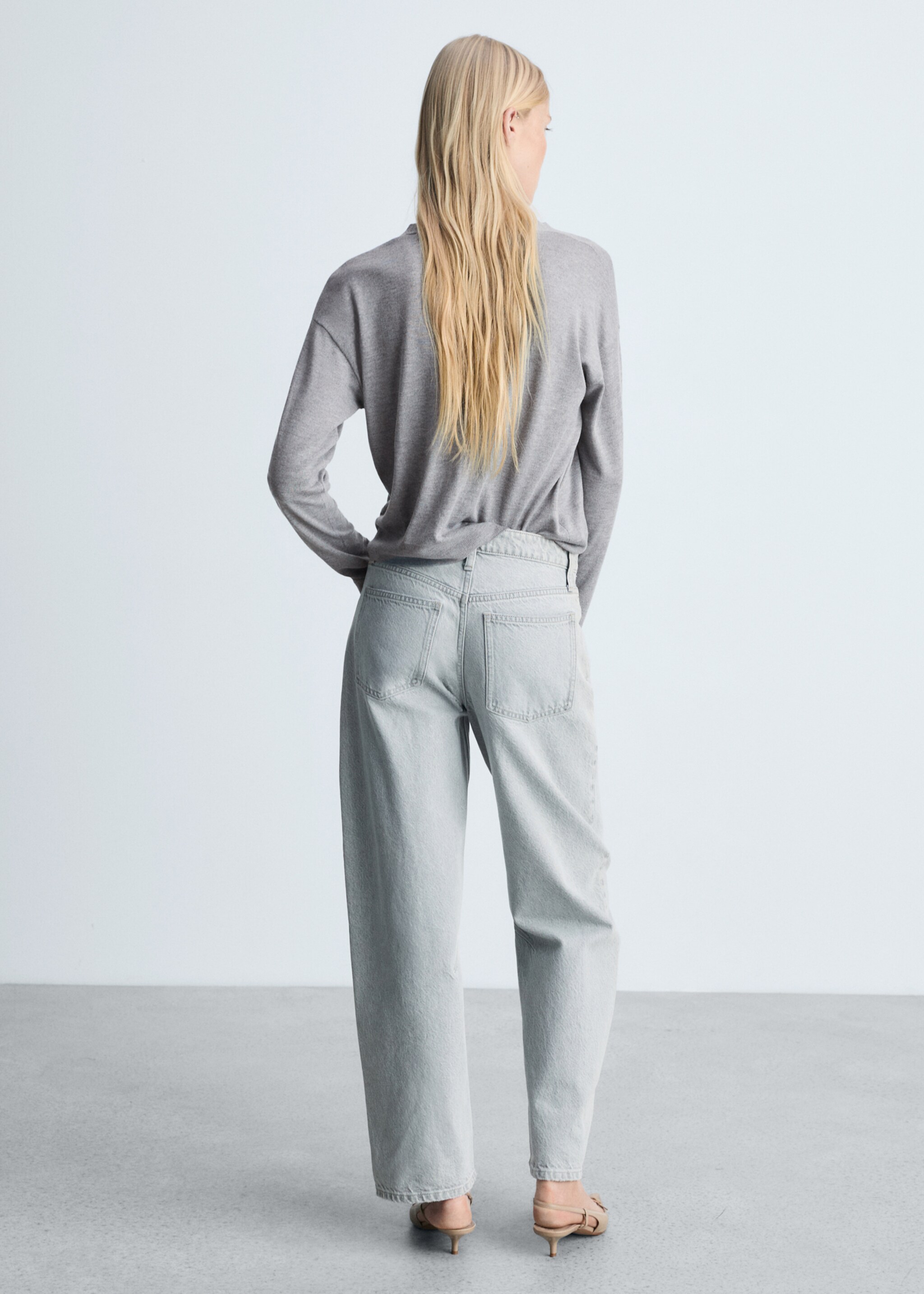 Button knit cardigan - Reverse of the article, Light Heather Grey. Ref: 77075651-00.