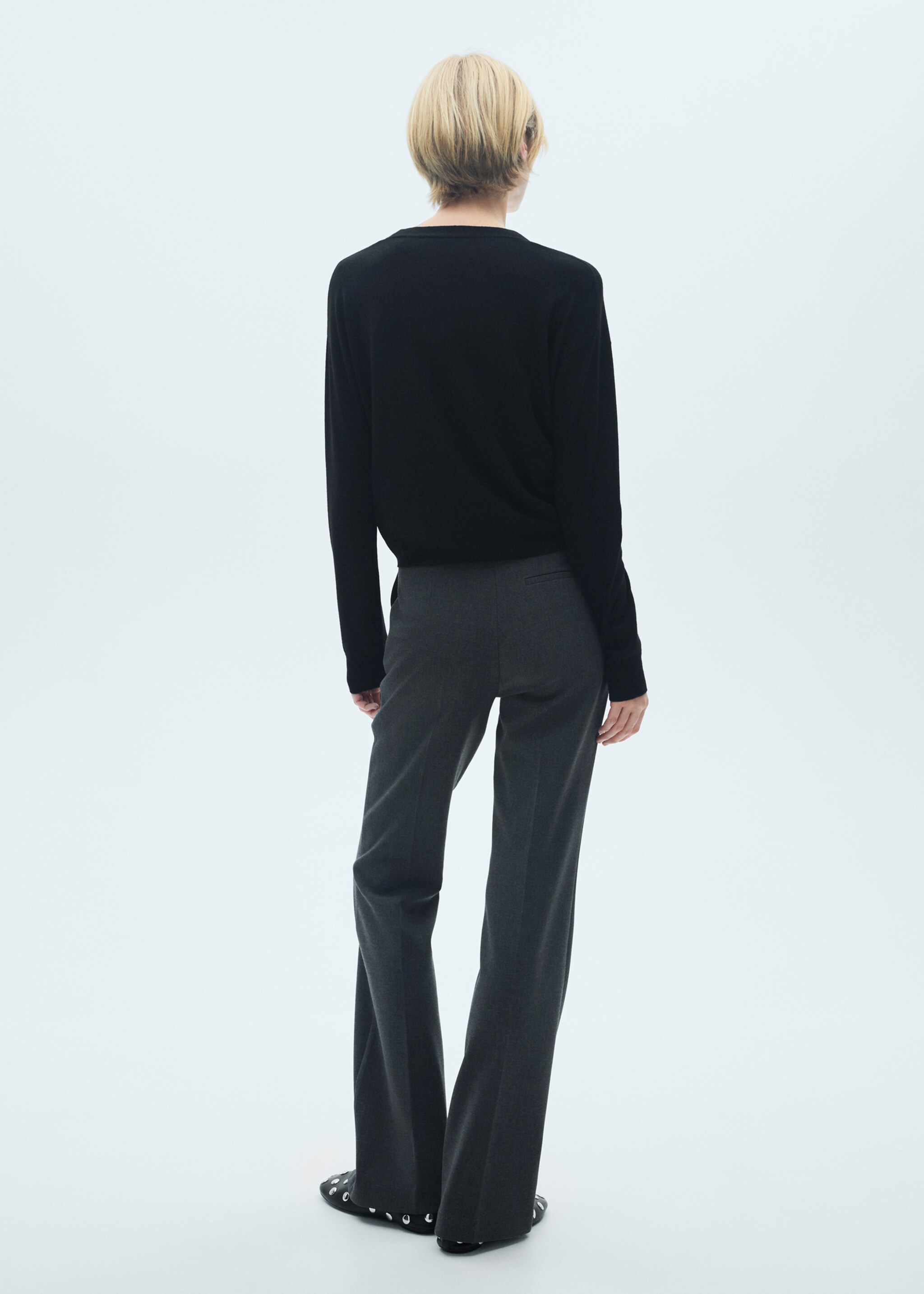 Button knit cardigan - Reverse of the article, Black. Ref: 77075651-00.