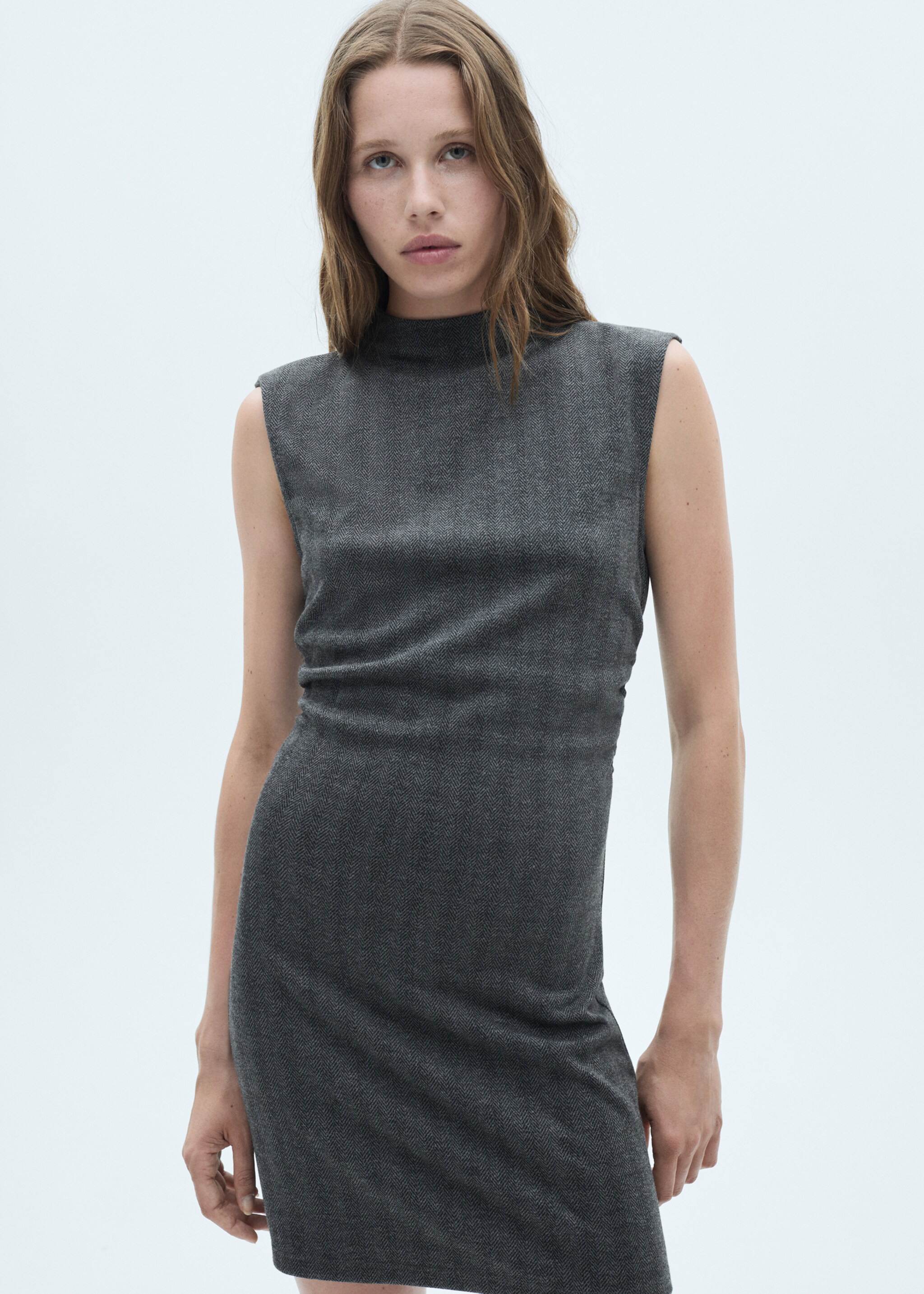 Herringbone pattern dress - Medium plane, Grey. Ref: 77075652-00.