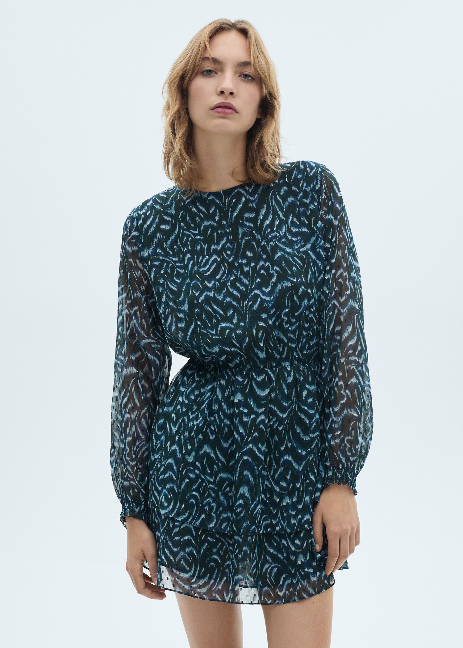 Vestit curt estampat volants - Pla mig