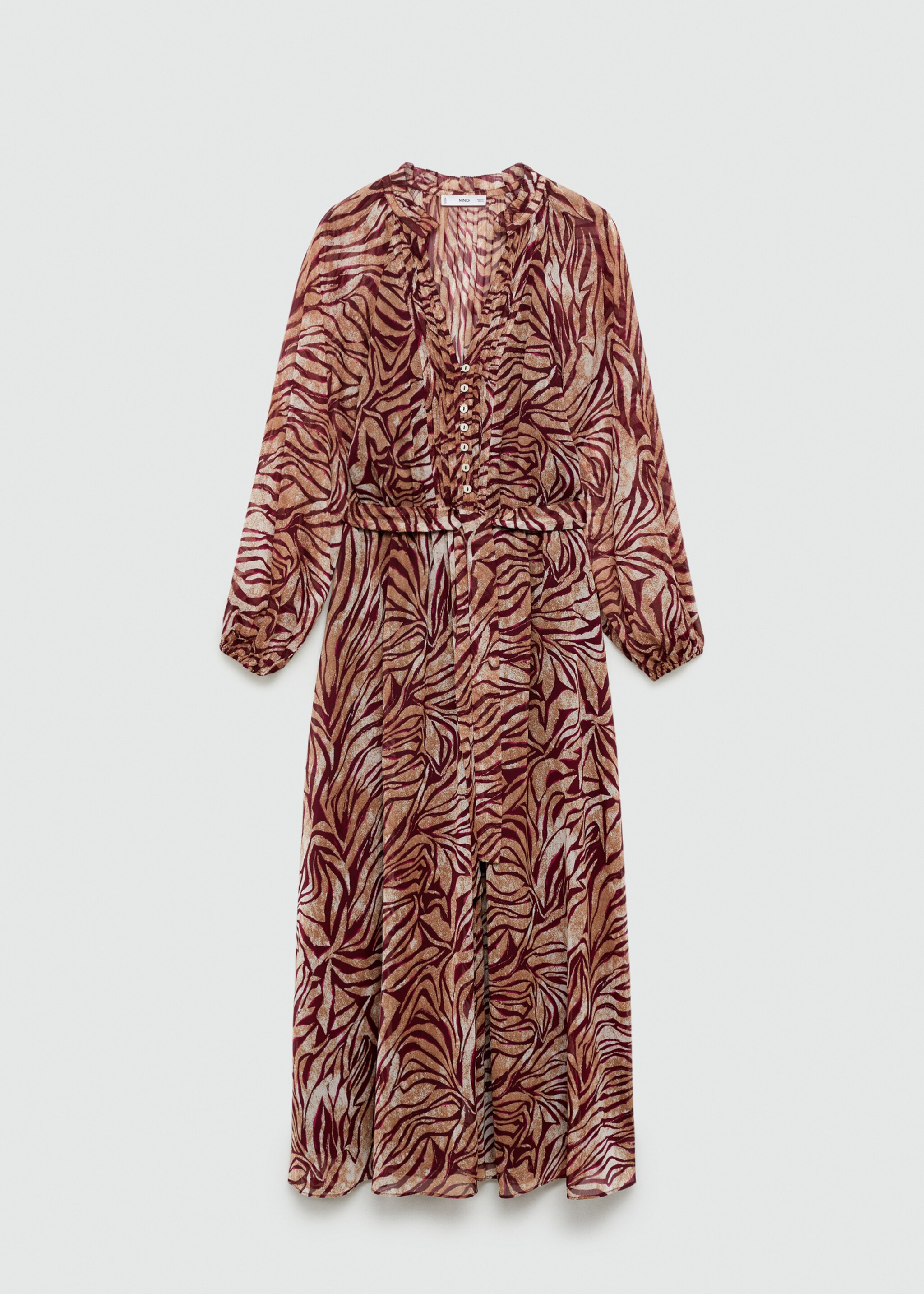 Long printed dress - Article without model, Maroon. Ref: 77075657-00.