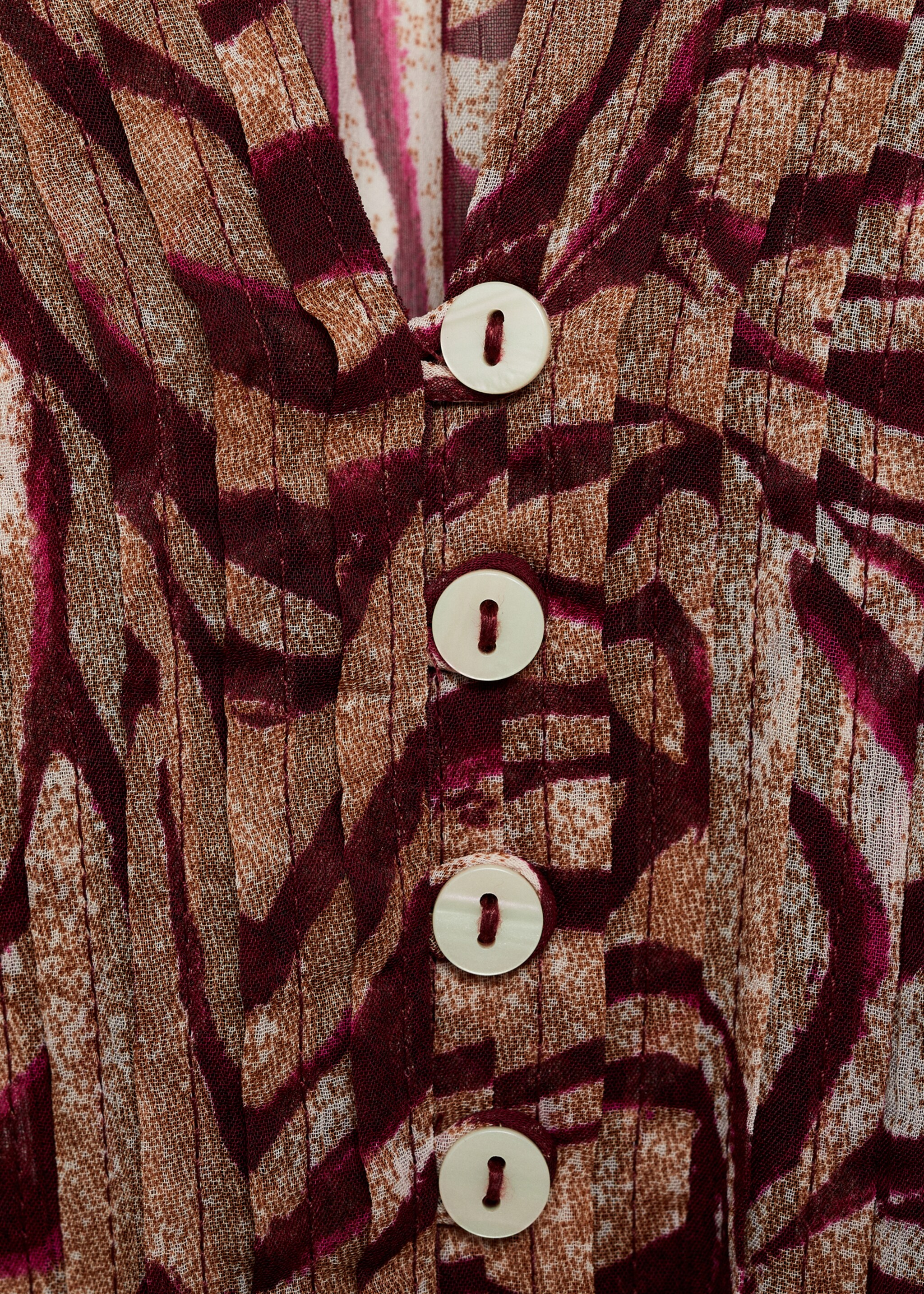 Long printed dress - Details of the article 0, Maroon. Ref: 77075657-00.