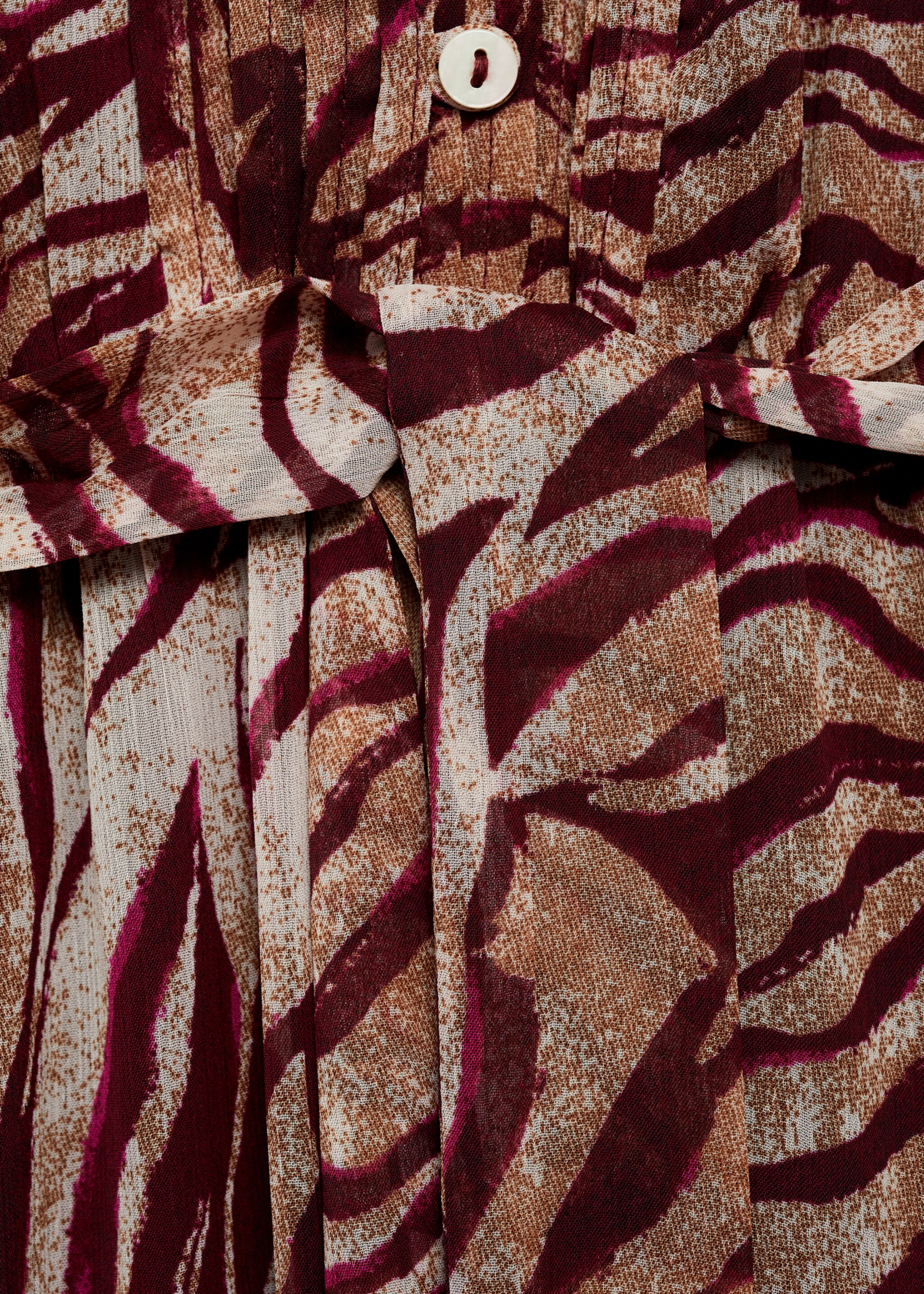 Long printed dress - Details of the article 8, Maroon. Ref: 77075657-00.