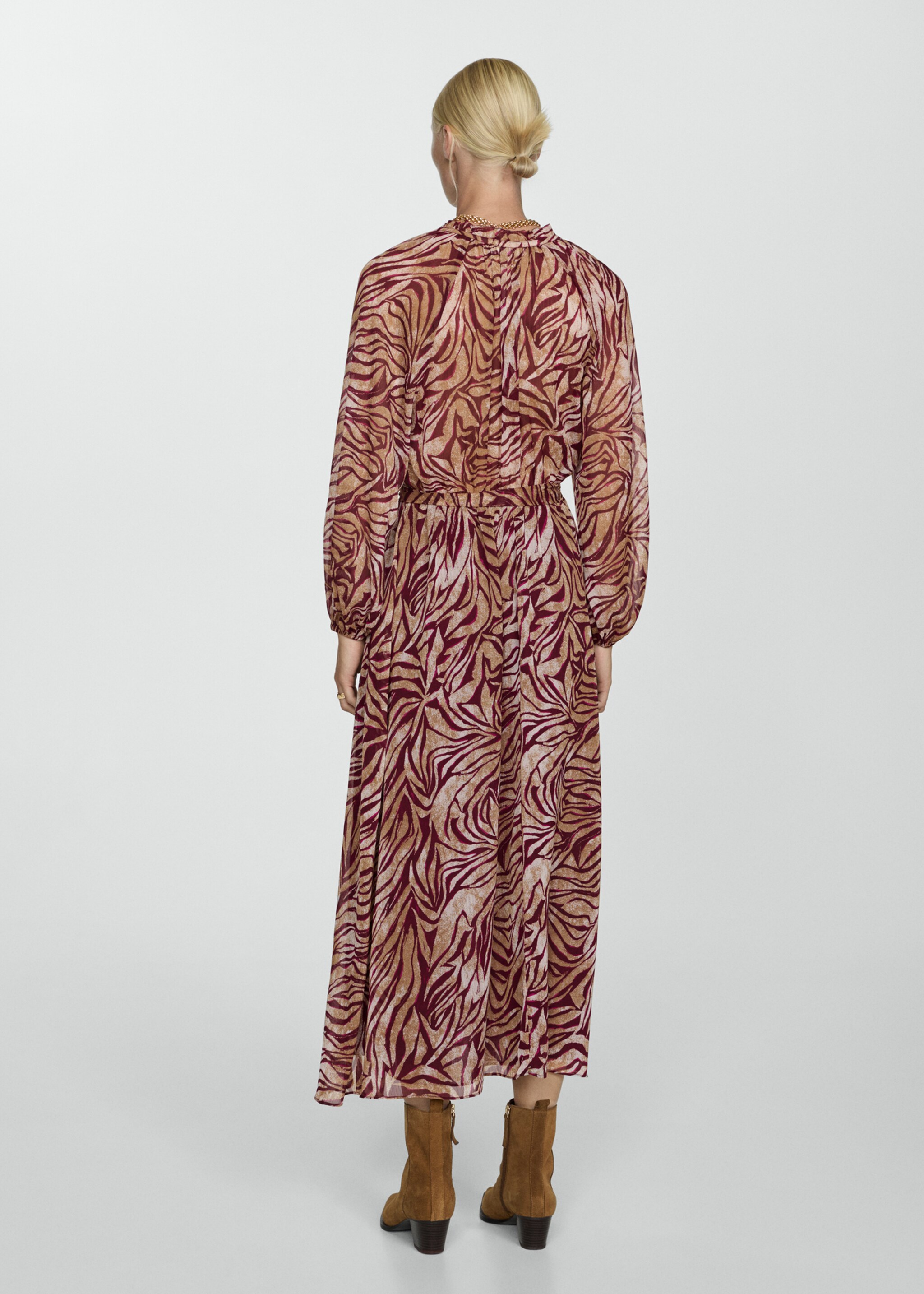 Long printed dress - Reverse of the article, Maroon. Ref: 77075657-00.