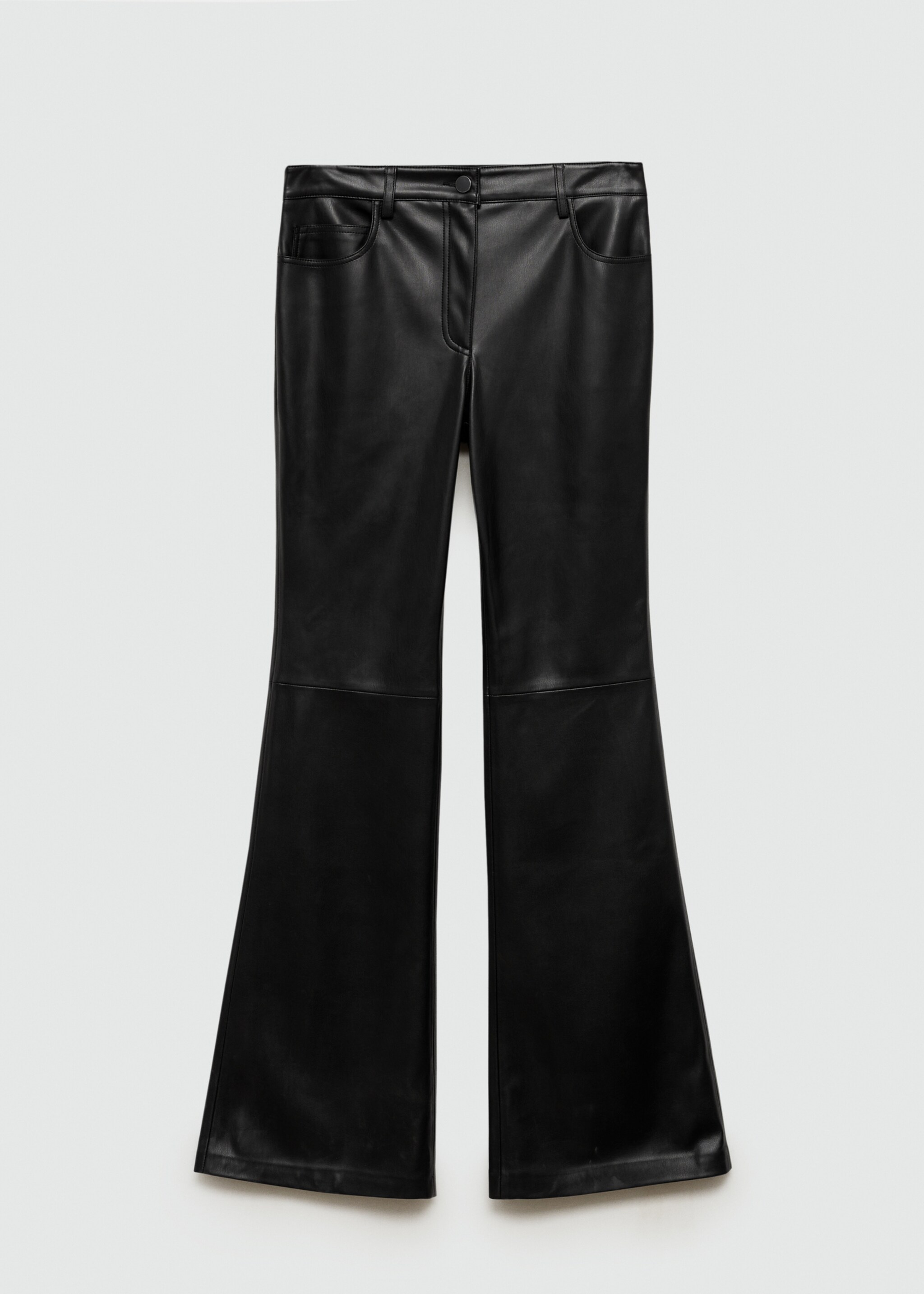 Pantaloni flare cu aspect de piele - Articol fără model, Negru. Ref: 77075664-00.