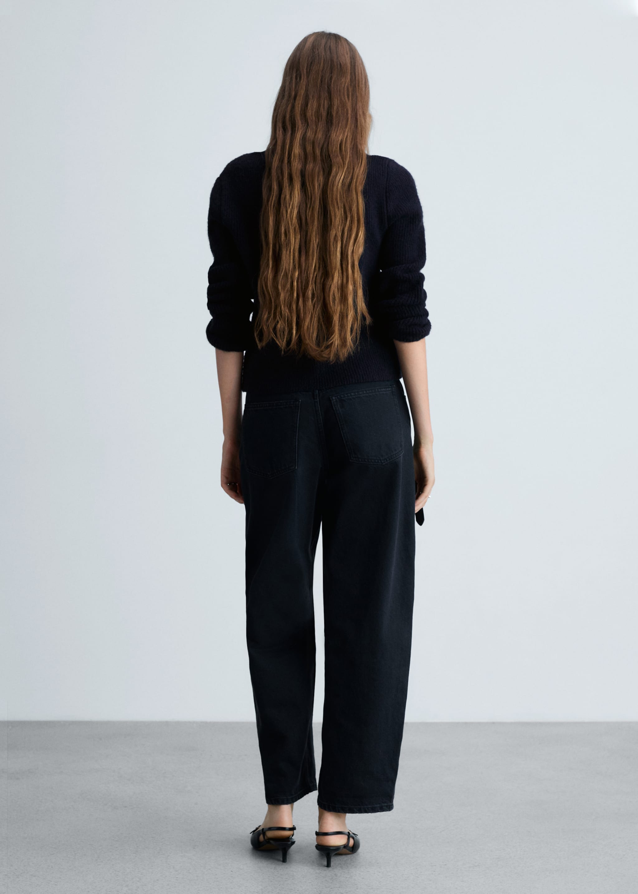 Knitted sweater with perkins neck - Reverse of the article, Dark Navy. Ref: 77075665-00.