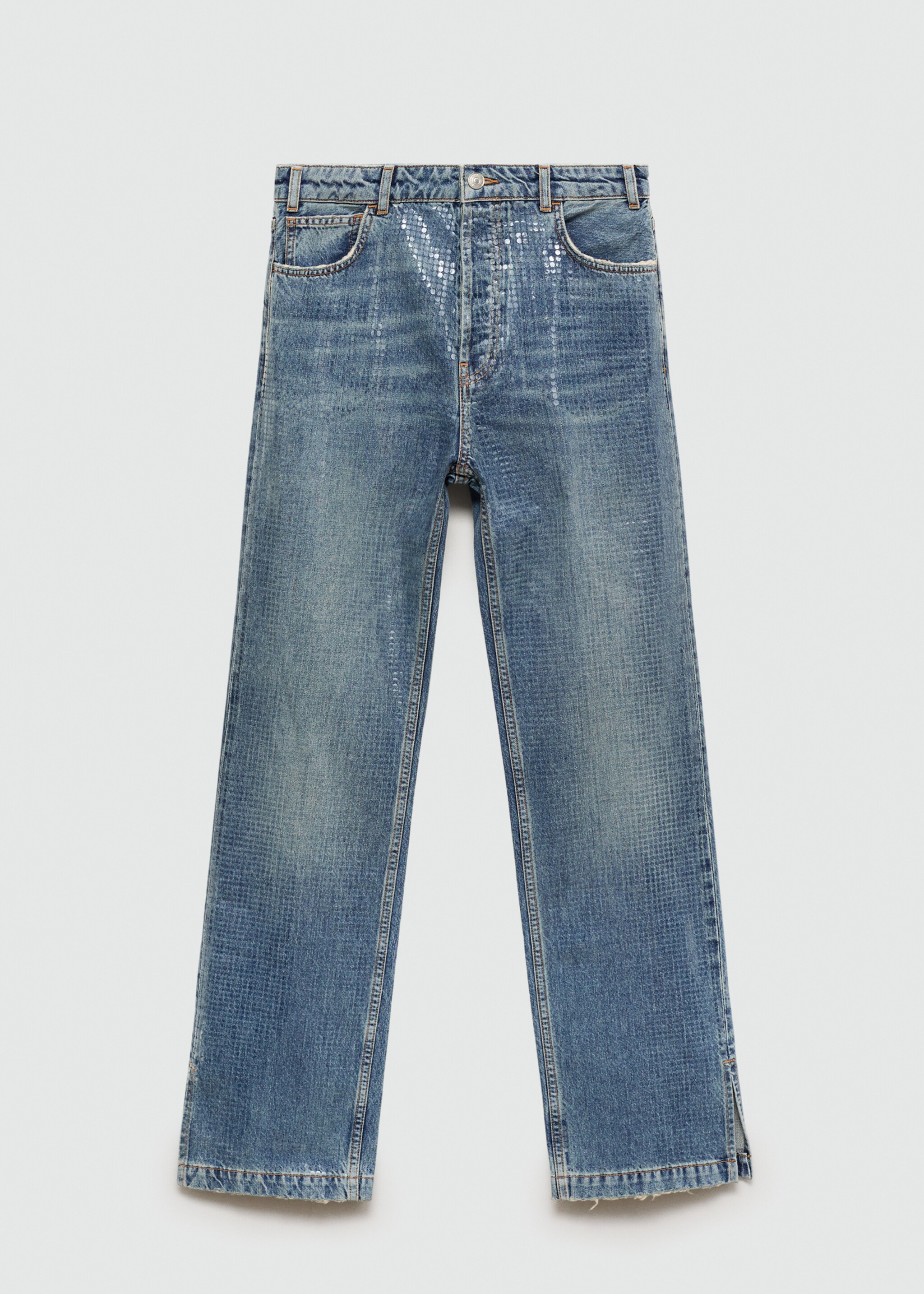 Jeans with sequins under slits - Article without model, Medium Blue. Ref: 77075670-00.