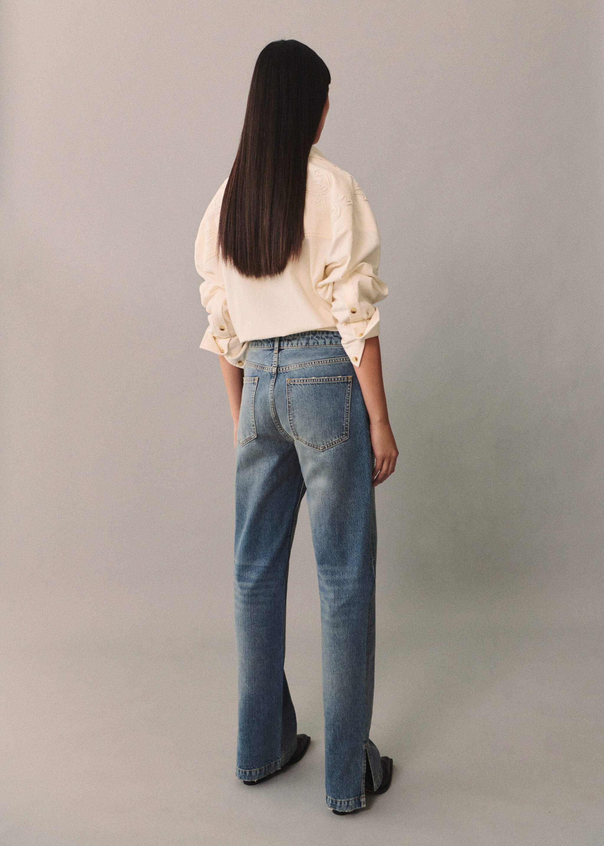 Jeans with sequins under slits - Reverse of the article, Medium Blue. Ref: 77075670-00.