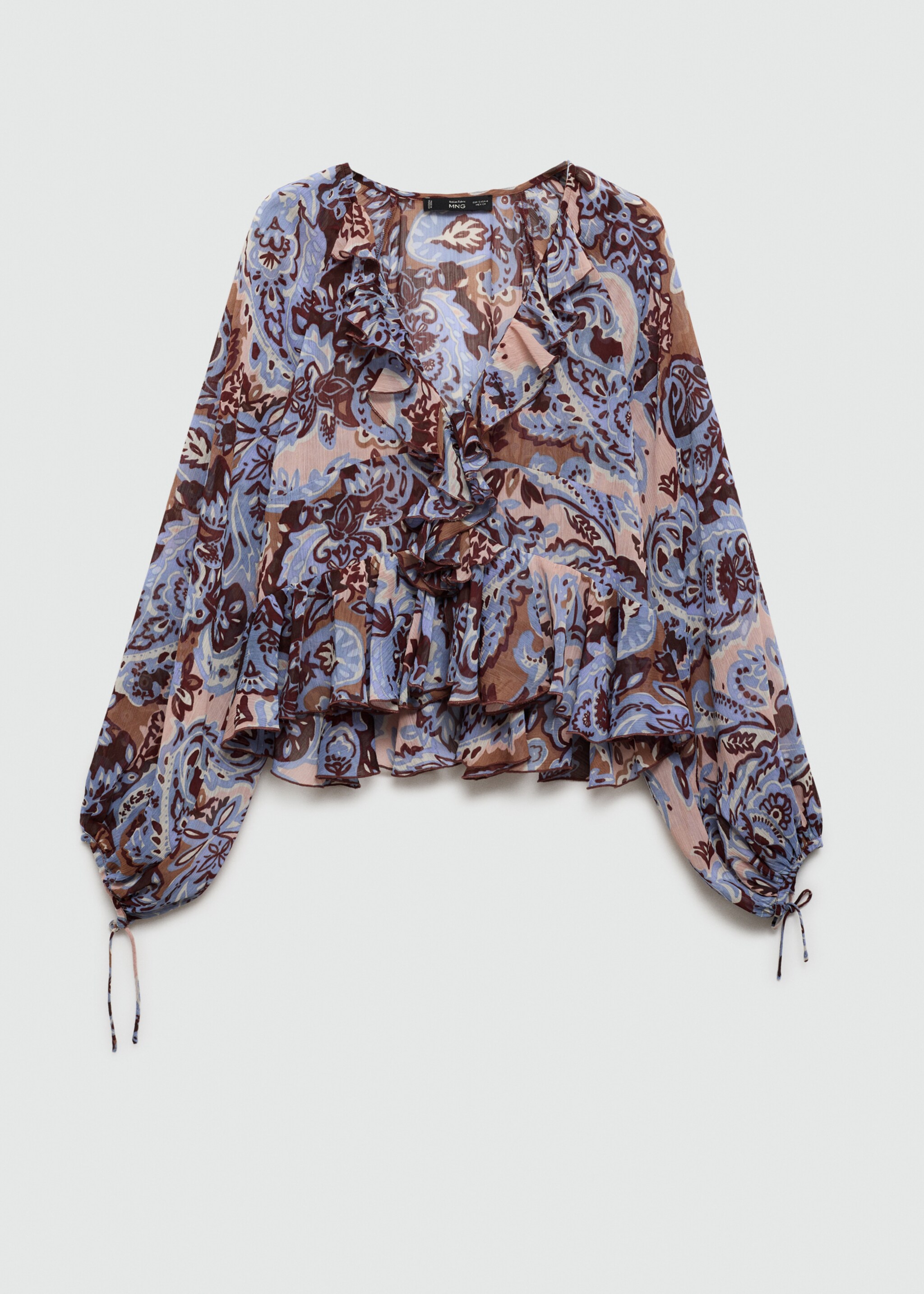 Paisley blouse with ruffles - Article without model, Blue. Ref: 77075671-00.