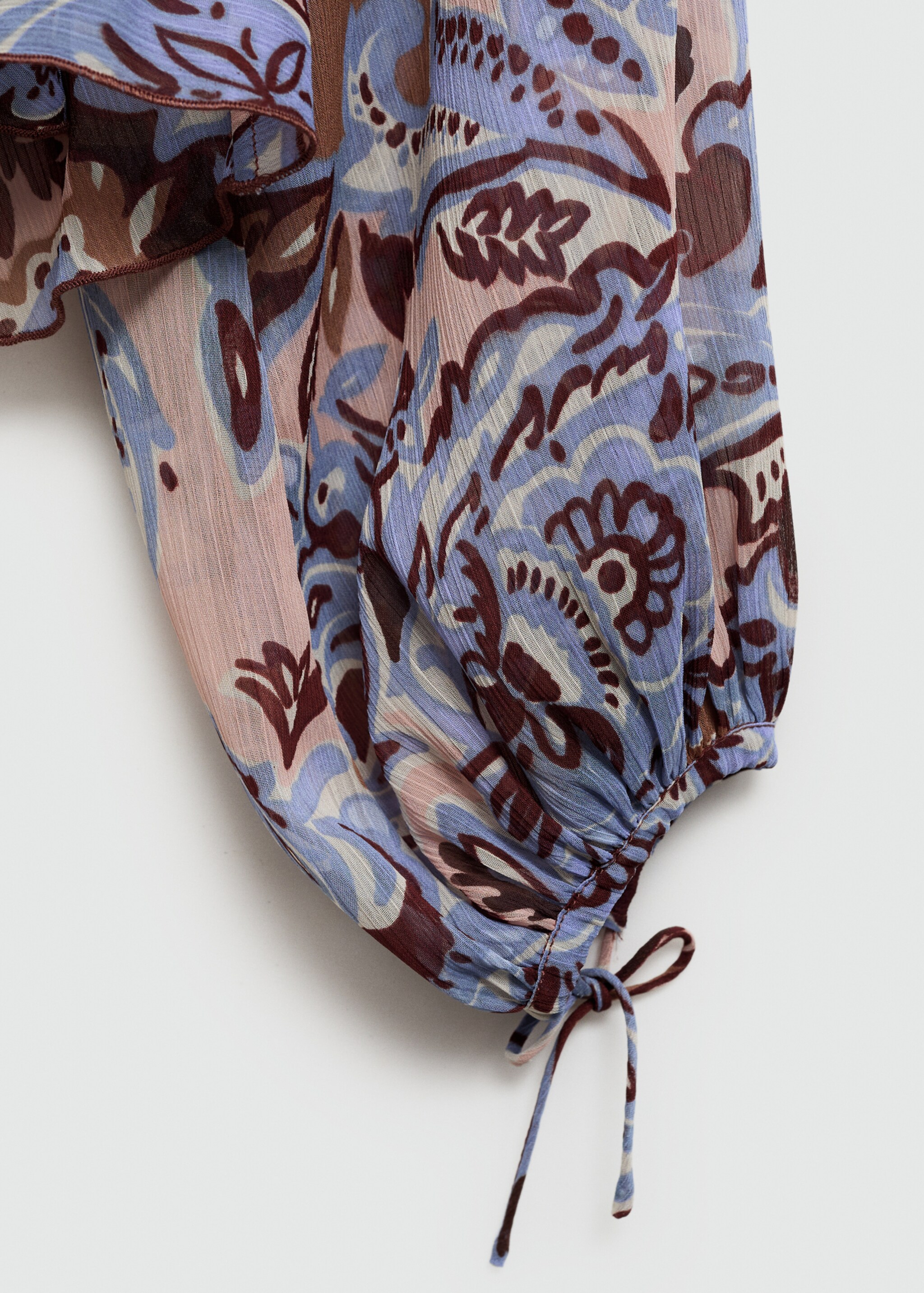Paisley blouse with ruffles - Details of the article 0, Blue. Ref: 77075671-00.