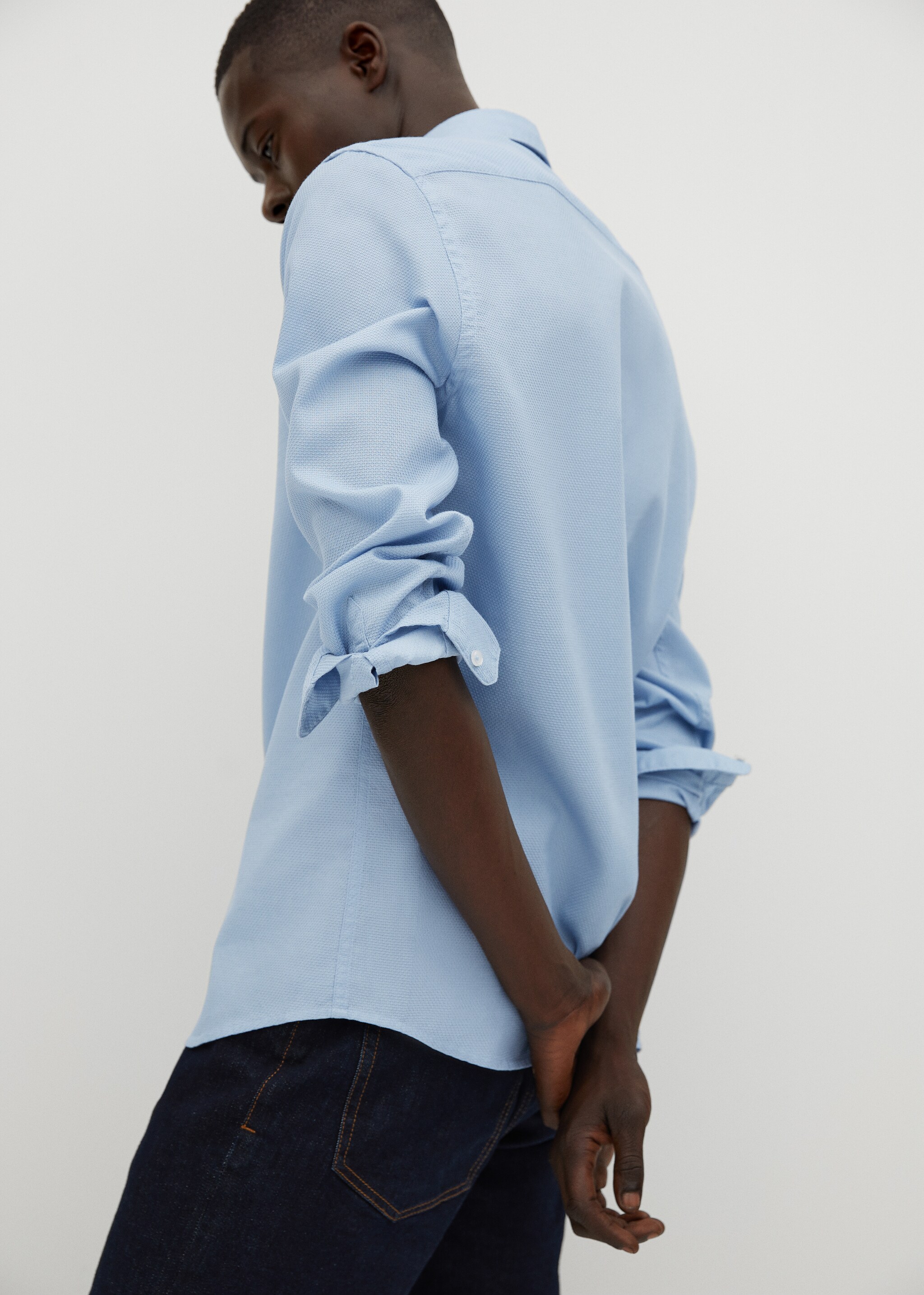 Slim-fit textured cotton shirt - Details of the article 2